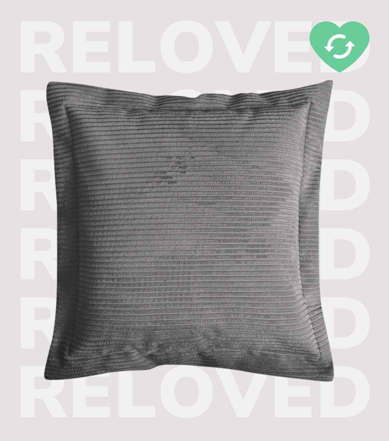 Coussin de canapé décoratif en velours côtelé, coloris anthracite