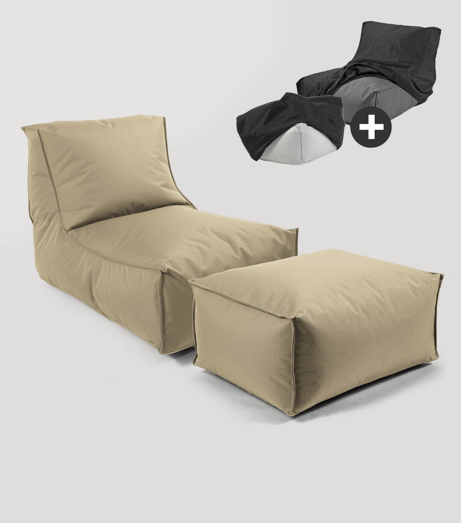 Pouf géant beige confortable pour détente et relaxation