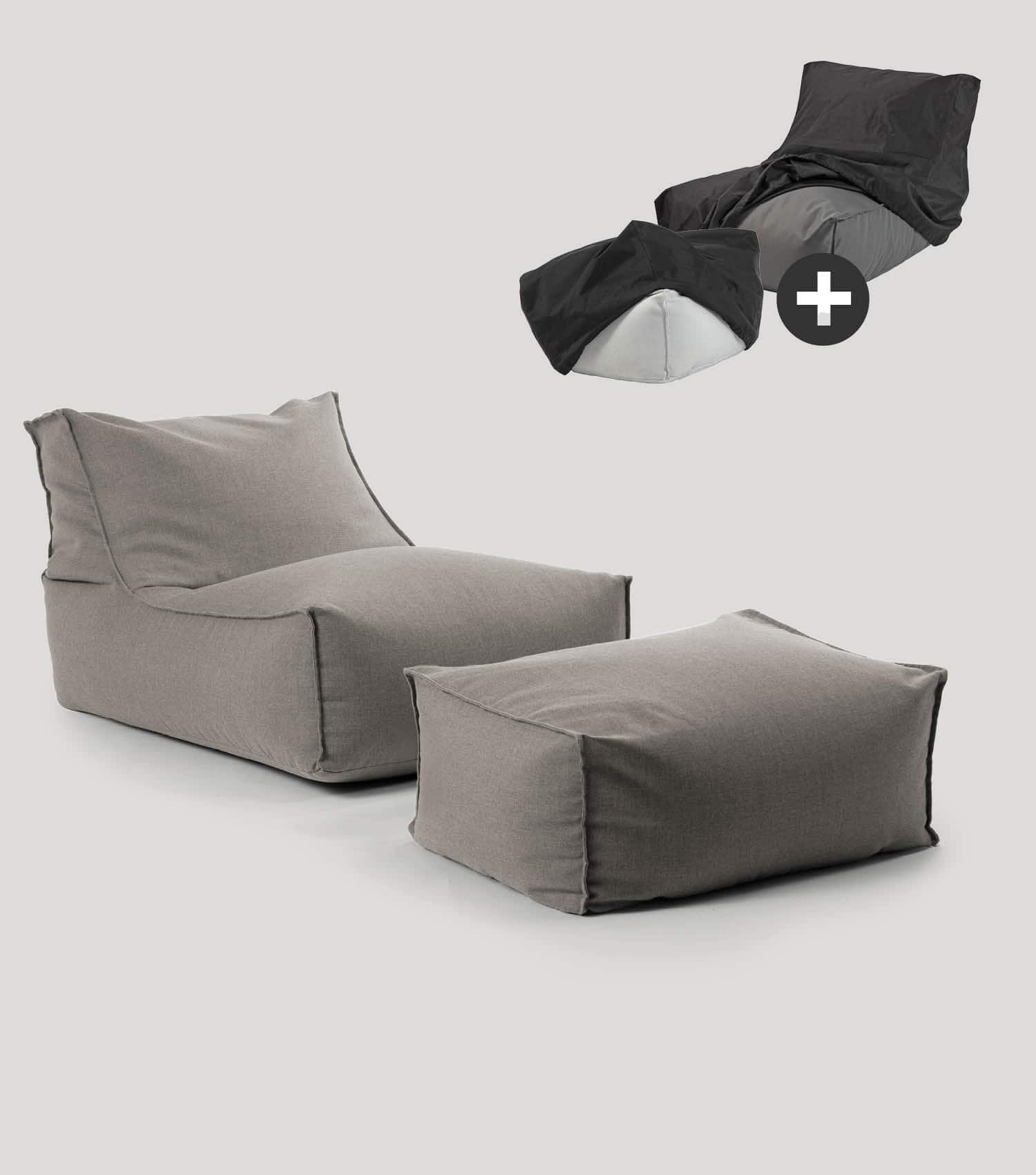 Pouf de sol rembourré Bean Bag gris, Sitzsack de relaxation confortable
