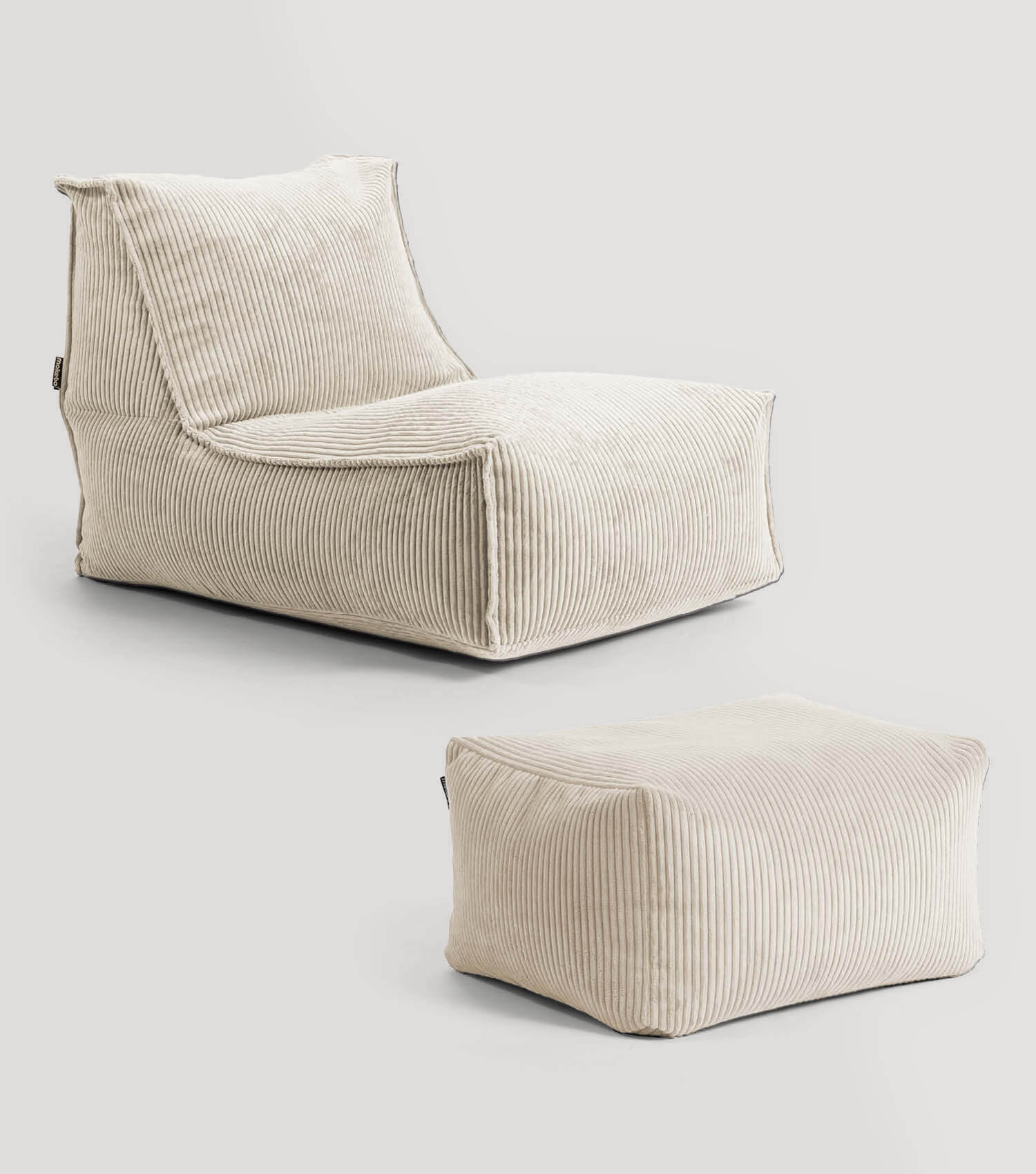Pouf géant XXL + repose-pieds pour enfants & adultes avec remplissage 'Der Gelassene'