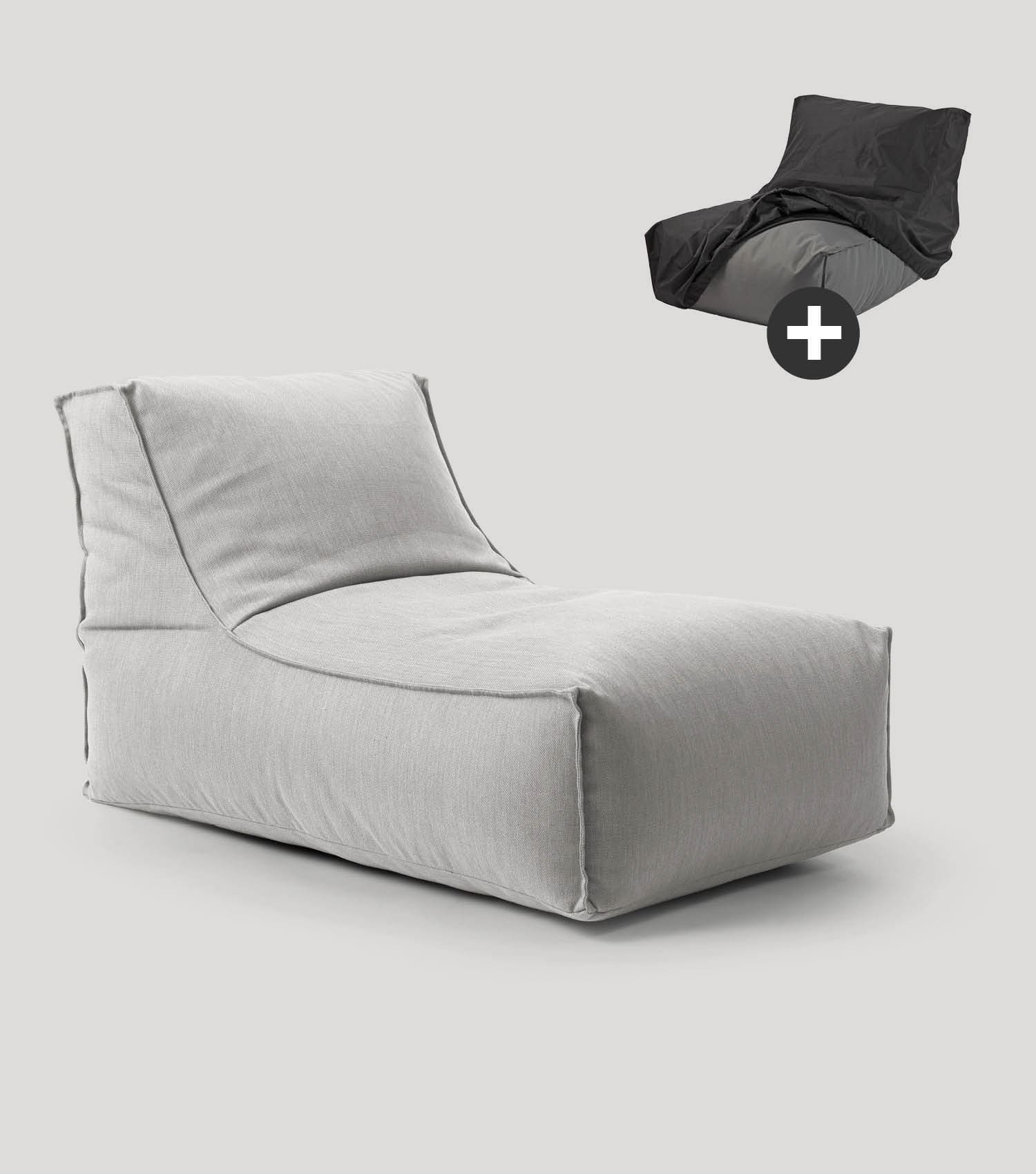 Pouf de sol gris clair Bean Bag, fauteuil de détente rembourré