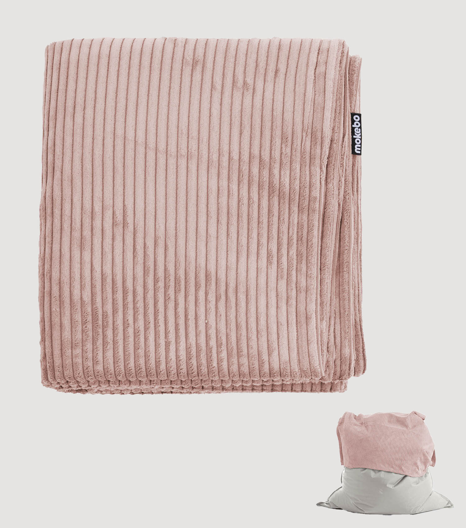 Housse de pouf bean bag en velours côtelé rose
