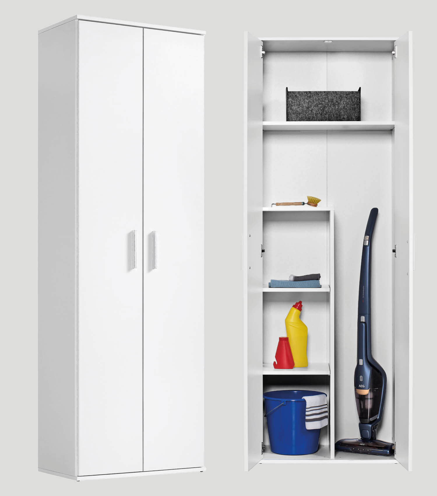 Armoire multifonction, placard à balais, rangement polyvalent, placard d'entrée, placard de cuisine#sku_MS1.3w-bs