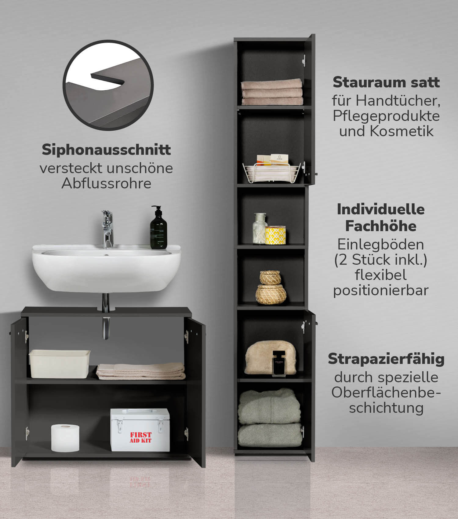 Ensemble de meubles de salle de bain comprenant armoires de salle de bain
