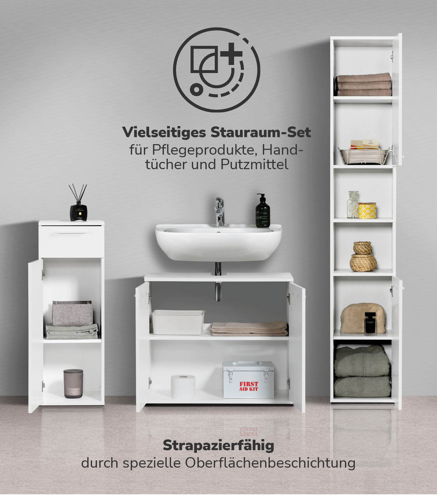 Ensemble de meubles de salle de bain avec armoires et rangements - sku_BS6.2-alpw