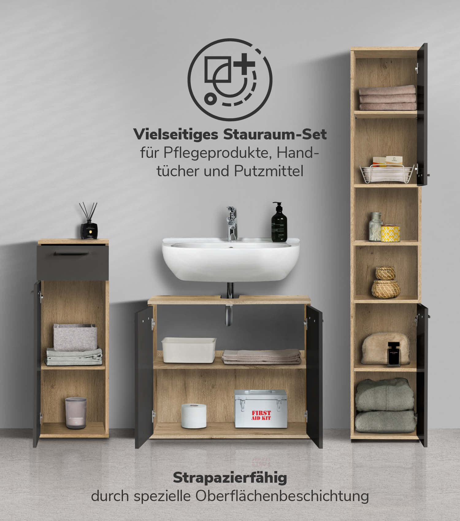 Ensemble de meubles de salle de bain, armoires de salle de bain, set d'armoires de salle de bain 