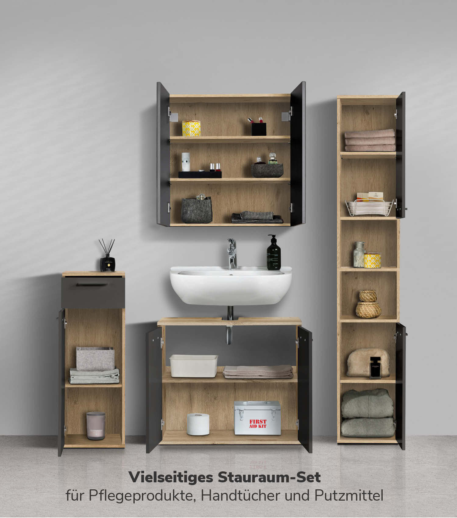 Ensemble de meubles de salle de bain, armoires de salle de bain, ensemble d'armoires, meubles de rangement pour salle de bain