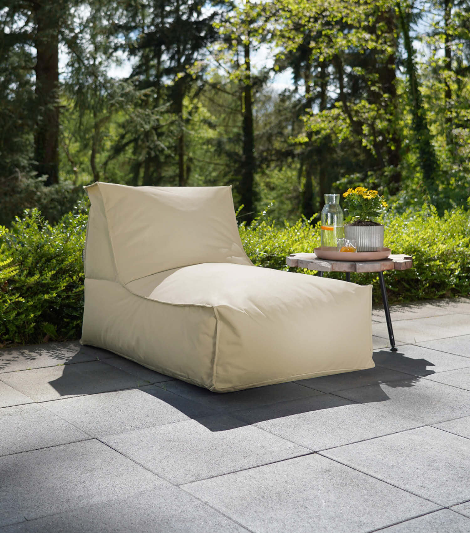 Pouf de sol rembourré bean bag, fauteuil relax en tissu, repose-pieds confortable
