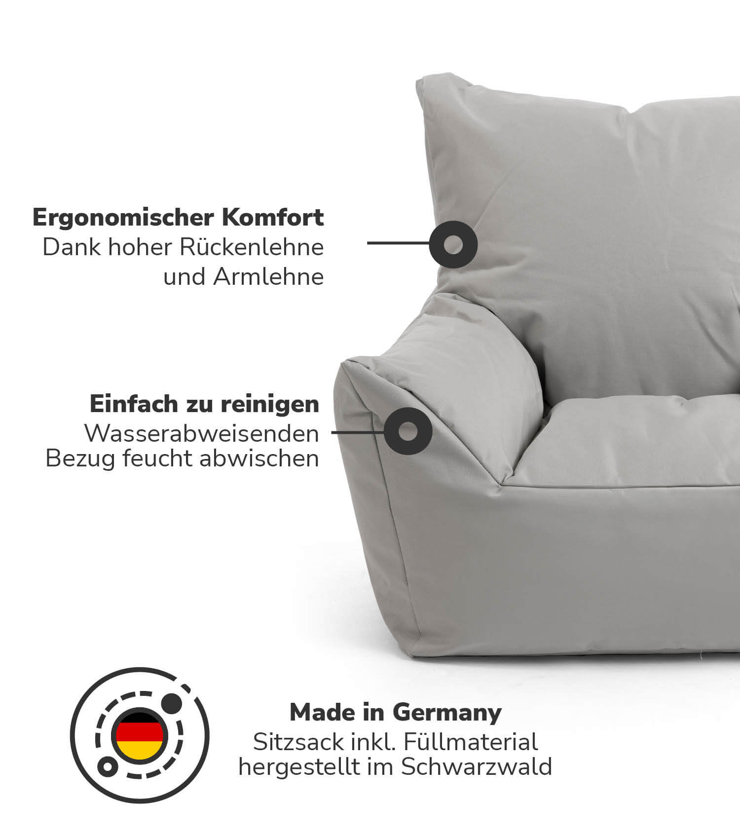 Pouf enfant en velours côtelé gris, fauteuil de lecture pour enfant, coussin de sol, poire enfant, poire d'extérieur