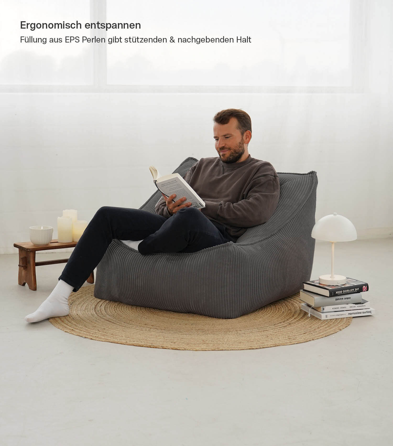 Fauteuil Cord Lesesessel XXL Sitzsack Sitzsack Cord Bean Bag Armlehnen