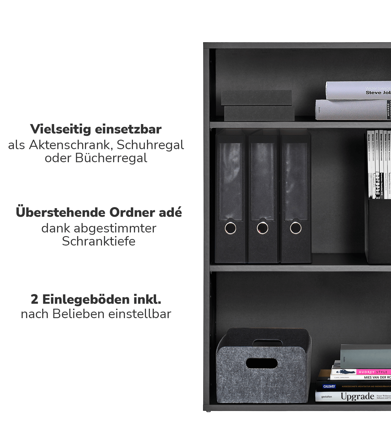 Étagère haute en bois ‘Der Bücherwurm’ étagère murale pour chaussures et documents