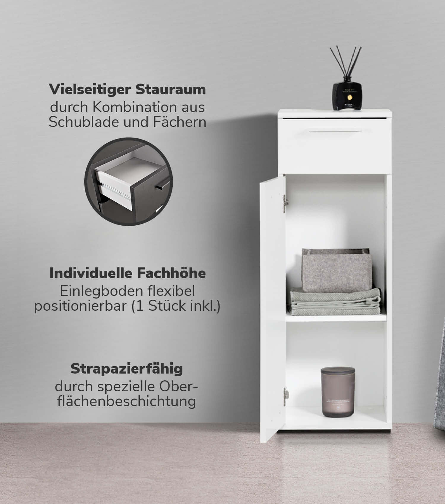 Petite armoire salle de bain, meuble rangement salle de bain, armoire salle de bain, meuble d'appoint, étagère salle de bain