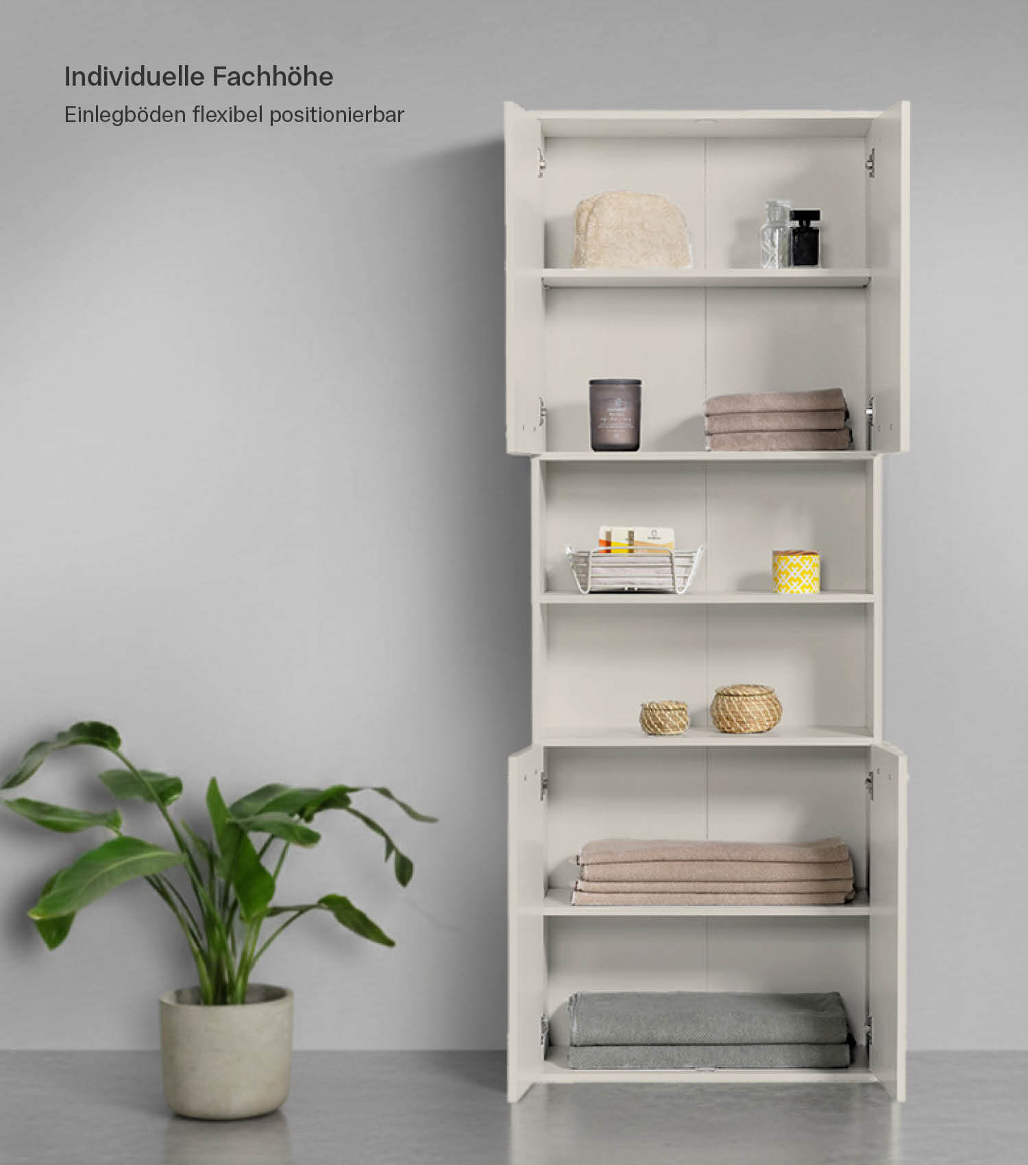 Armoire de salle de bains haute, meuble rangement salle de bains