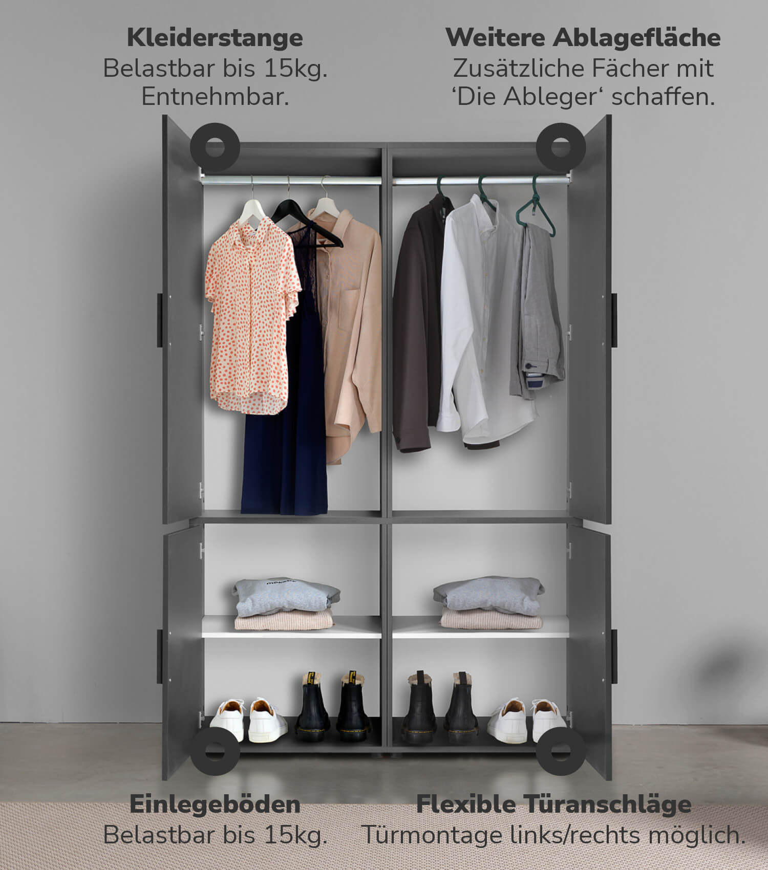 Armoire penderie chambre à coucher couloir - mobilier de rangement