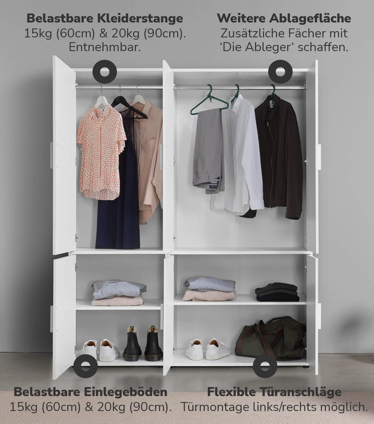 Armoire de chambre à coucher blanc