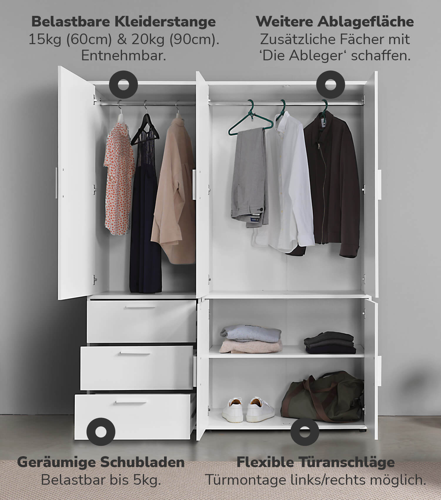 Armoire penderie chambre à coucher couloir blanc