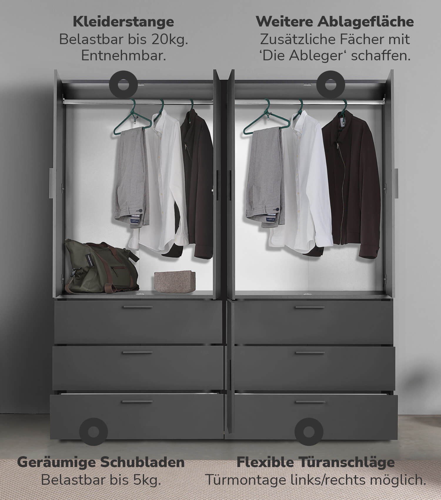 Armoire de chambre à coucher, armoire vestibule, armoire dressing
