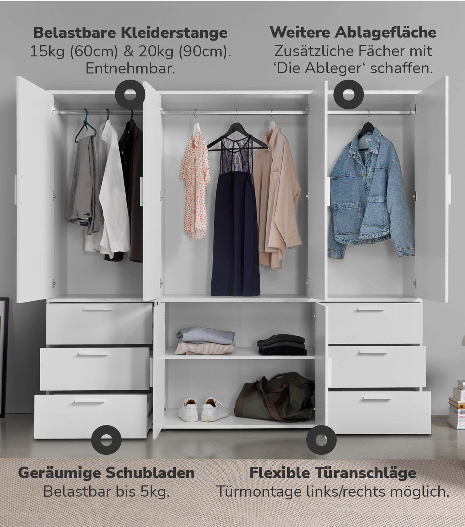 Armoire penderie pour chambre à coucher, couloir - Kleiderschrank