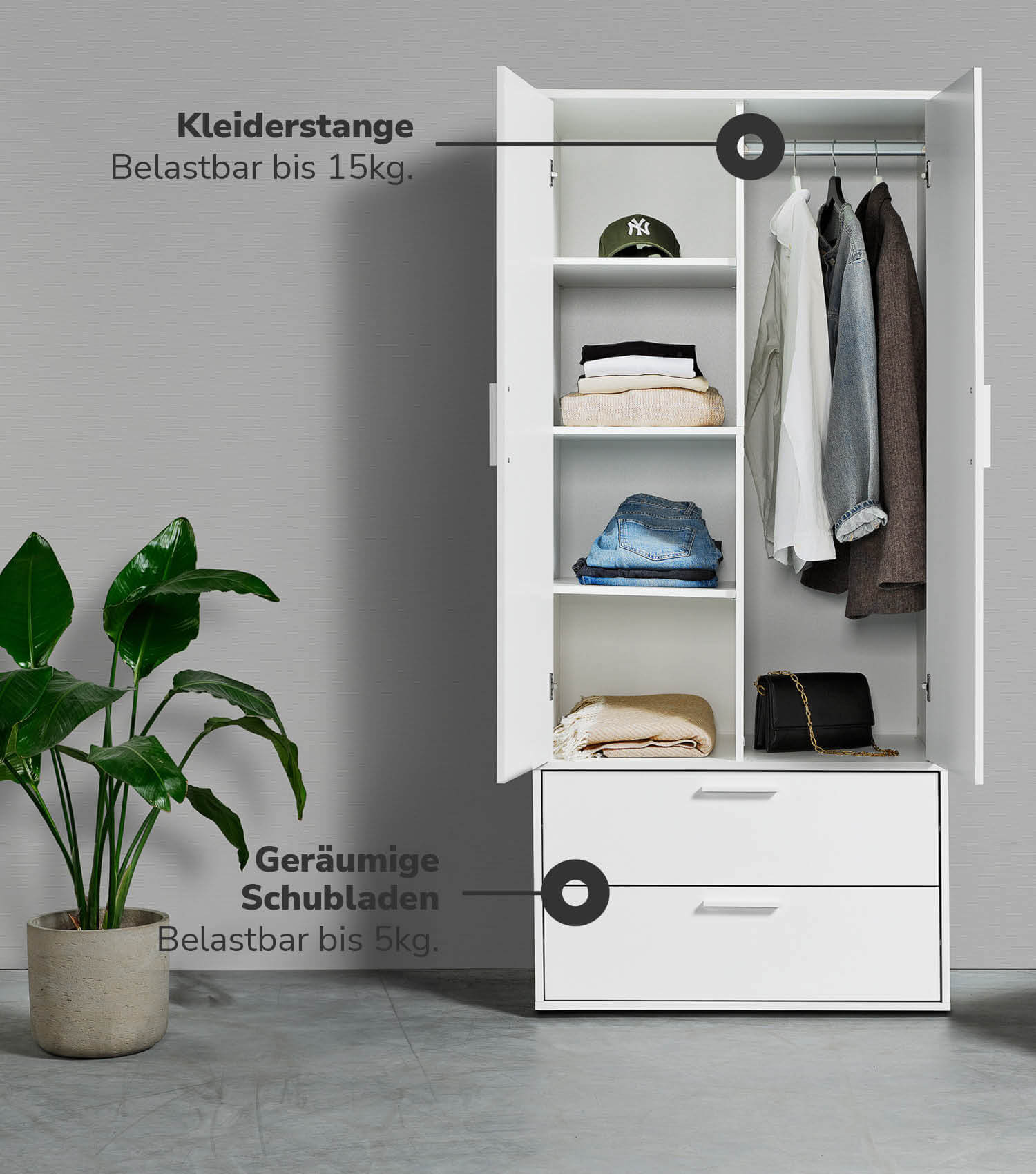 Armoire enfant pour chambre à coucher, penderie avec portes