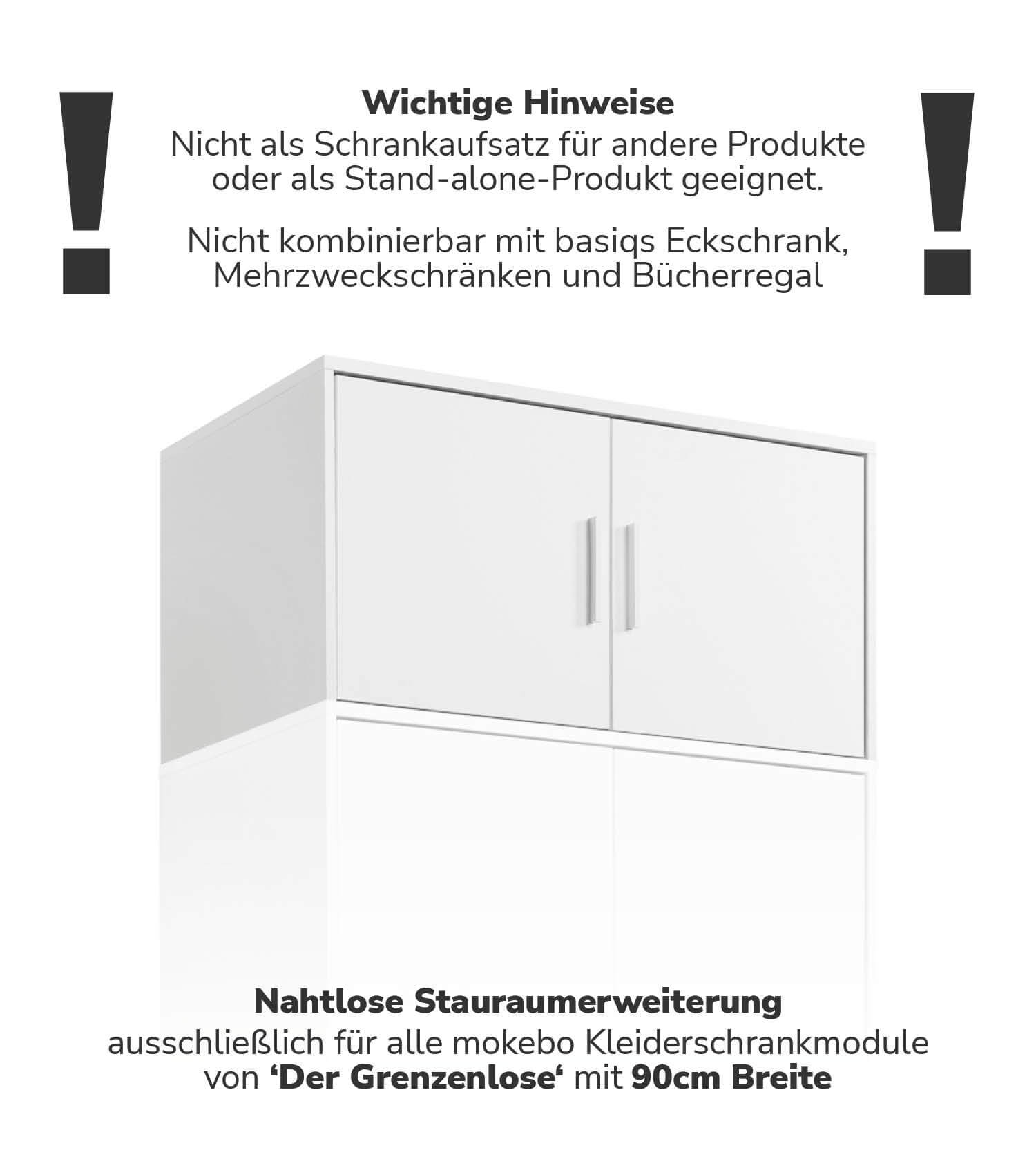 Dessus d'armoire blanc avec 2 portes pour rangement supplémentaire