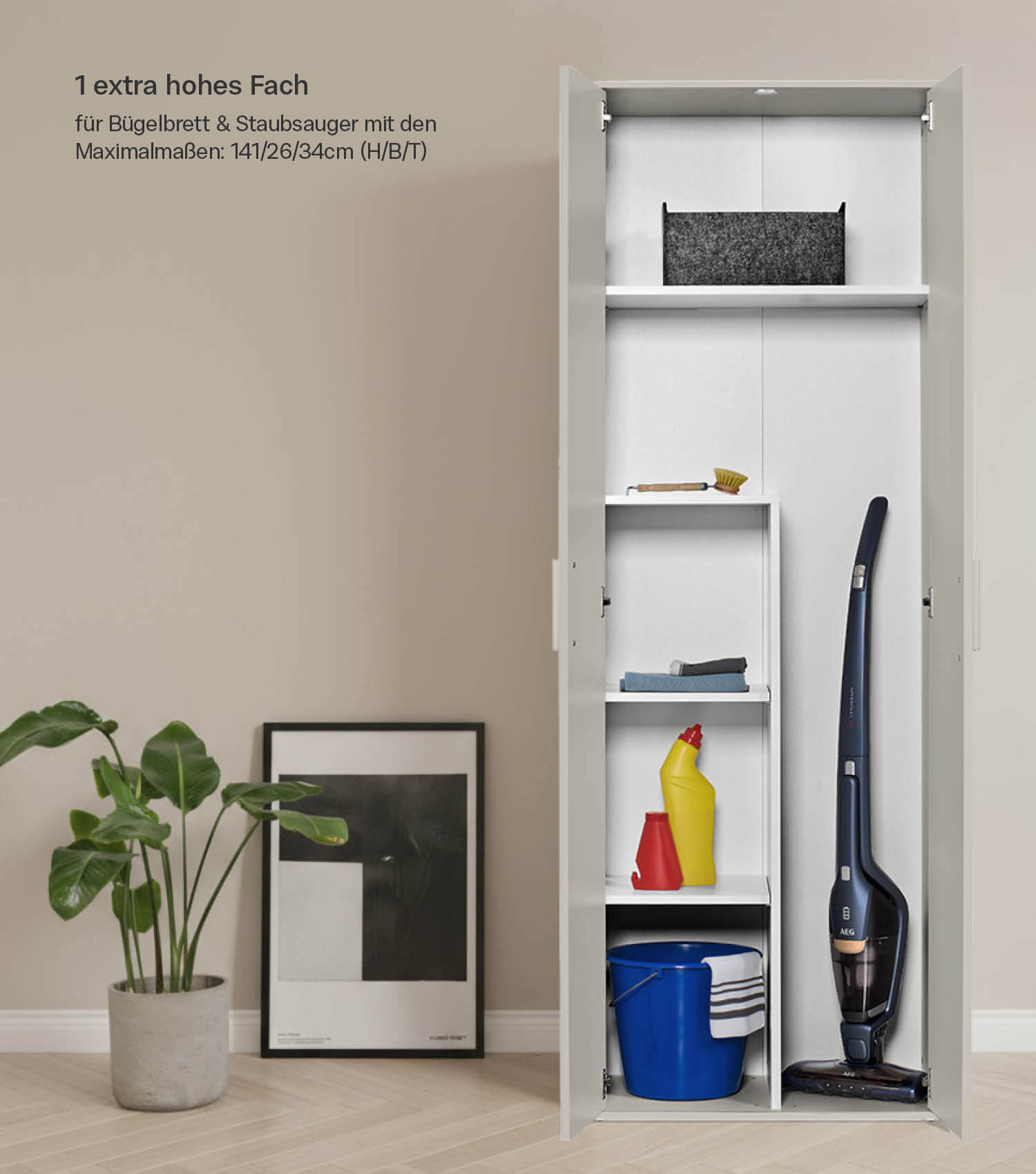 Armoire de rangement étroite pour produits d'entretien, placard polyvalent, meuble de couloir ou cuisine