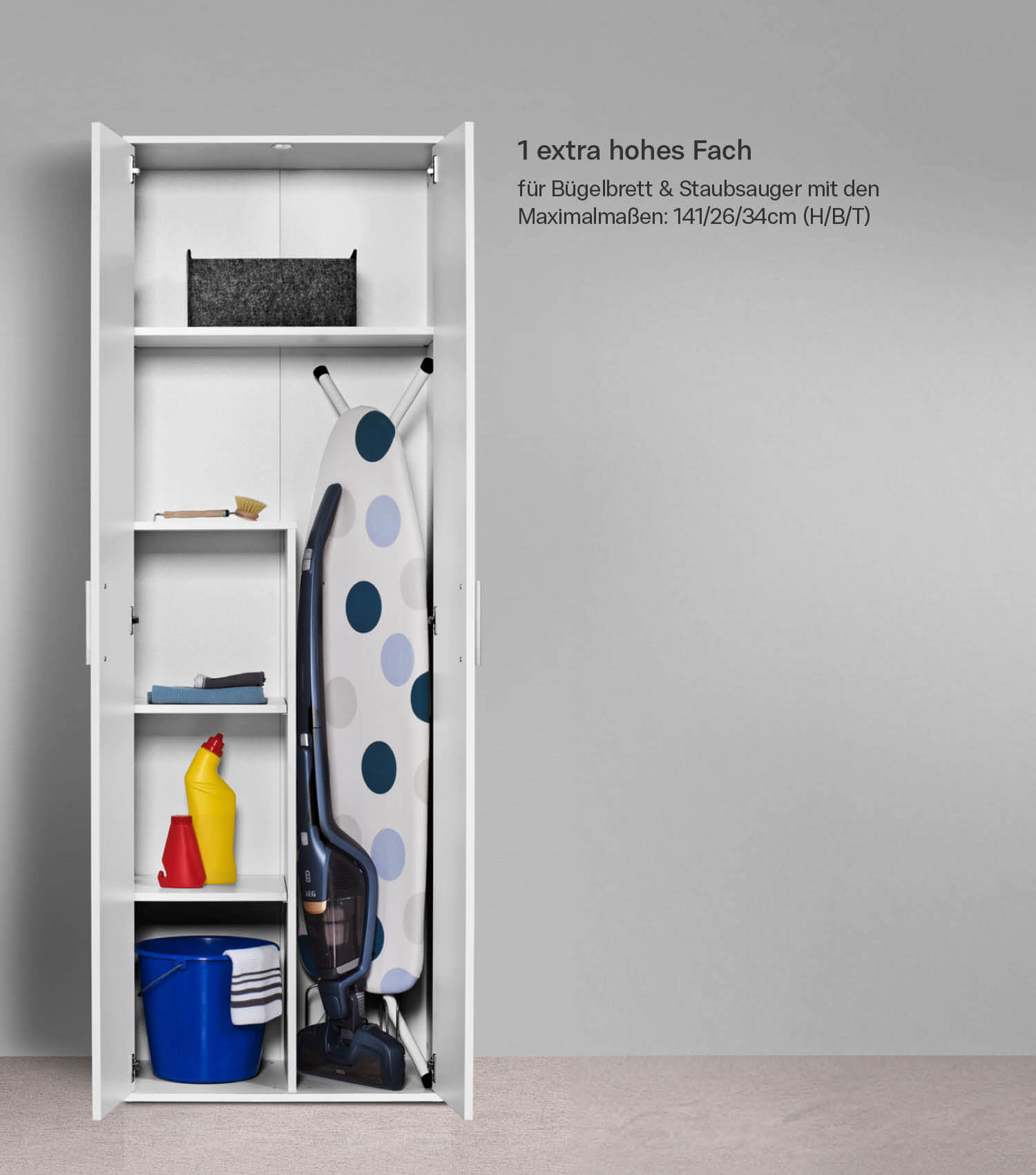 Armoire multifonction, placard à balais, rangement polyvalent, placard d'entrée, placard de cuisine