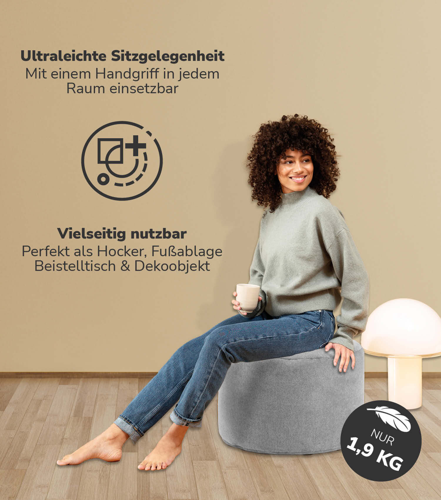 Pouf intérieur coussin de sol repose-pieds 'Der Ruhepouf' repose-pieds rond
