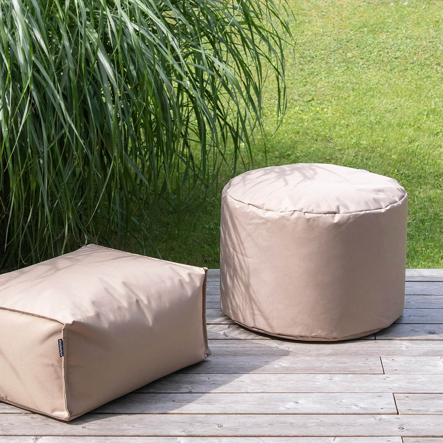 Pouf d'extérieur 'Der Ruhepouf' repose-pieds rond, disponible en anthracite, bleu foncé, noir, vert, pétrole, rouge, kaki et gris