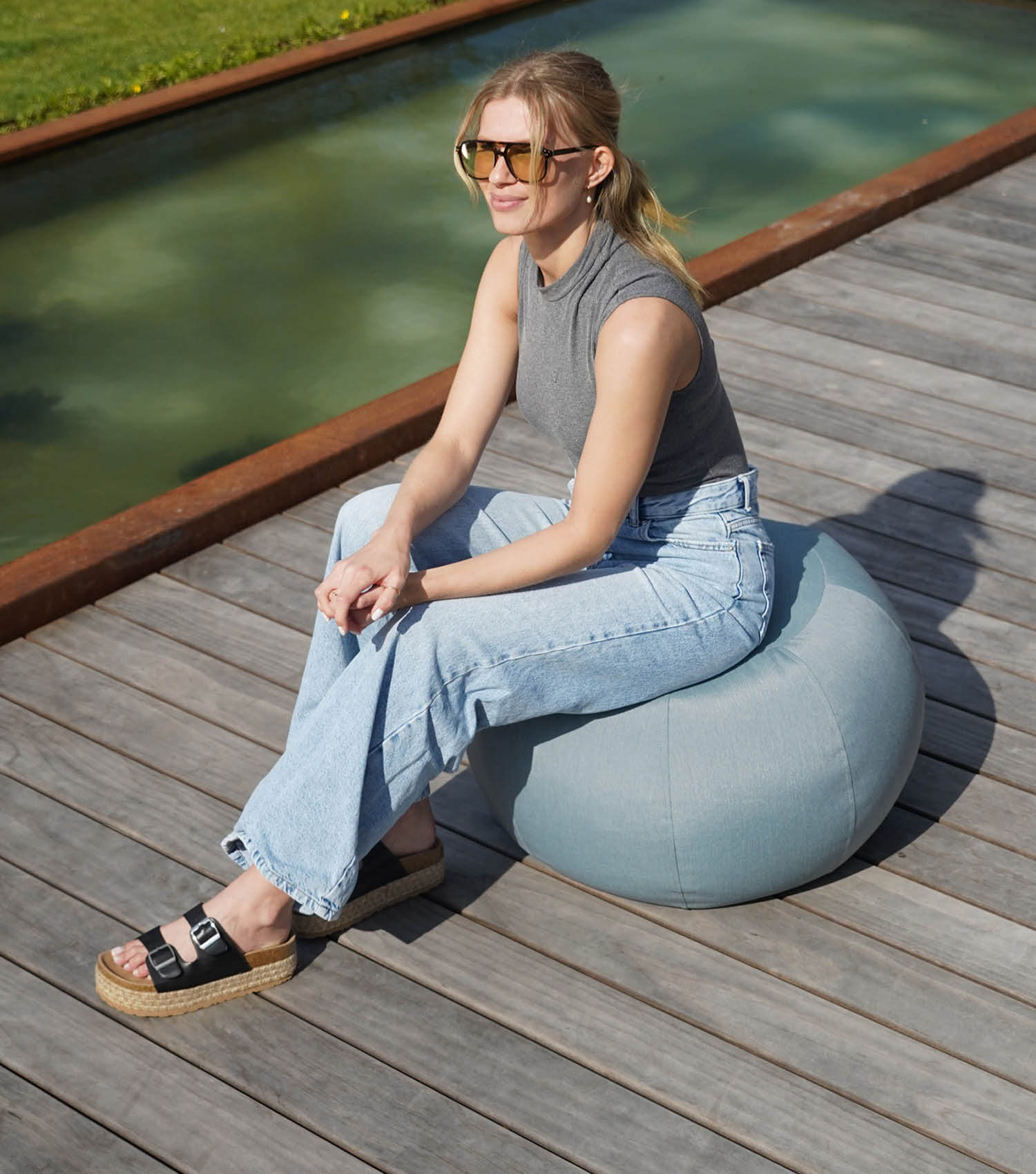 Pouf de jardin extérieur, tabouret de jardin, mobilier de jardin, repose-pieds