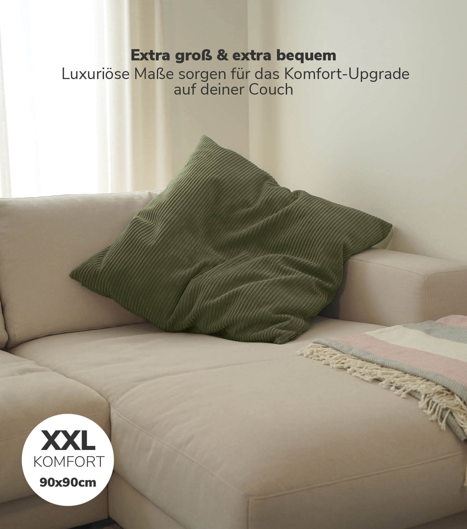 Coussin géant XXL, coussin de dossier, coussin de canapé, coussin de repos