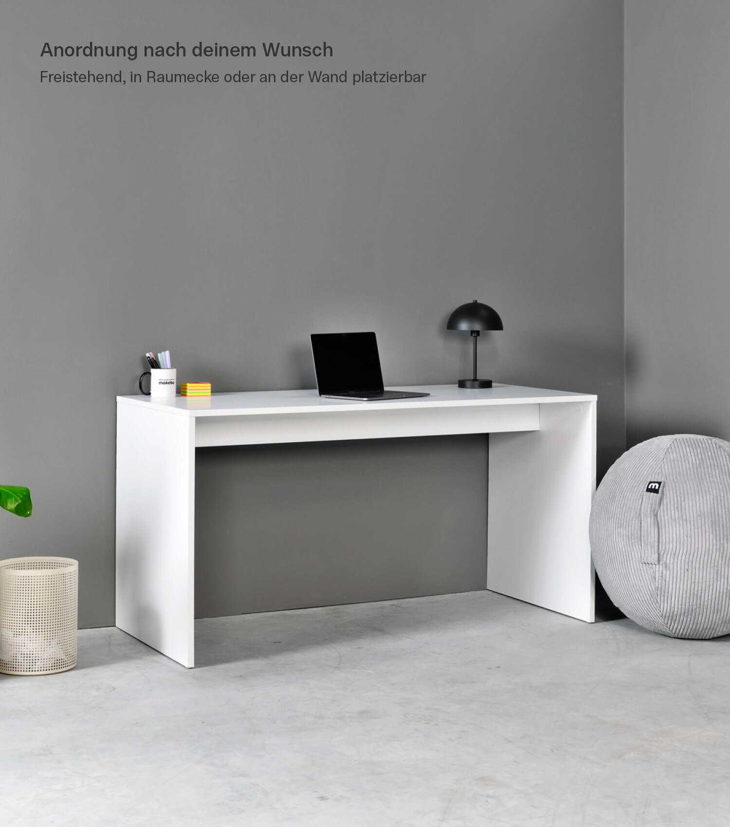 Bureau d'angle en bois blanc, table informatique pour enfant avec plateau de travail spacieux