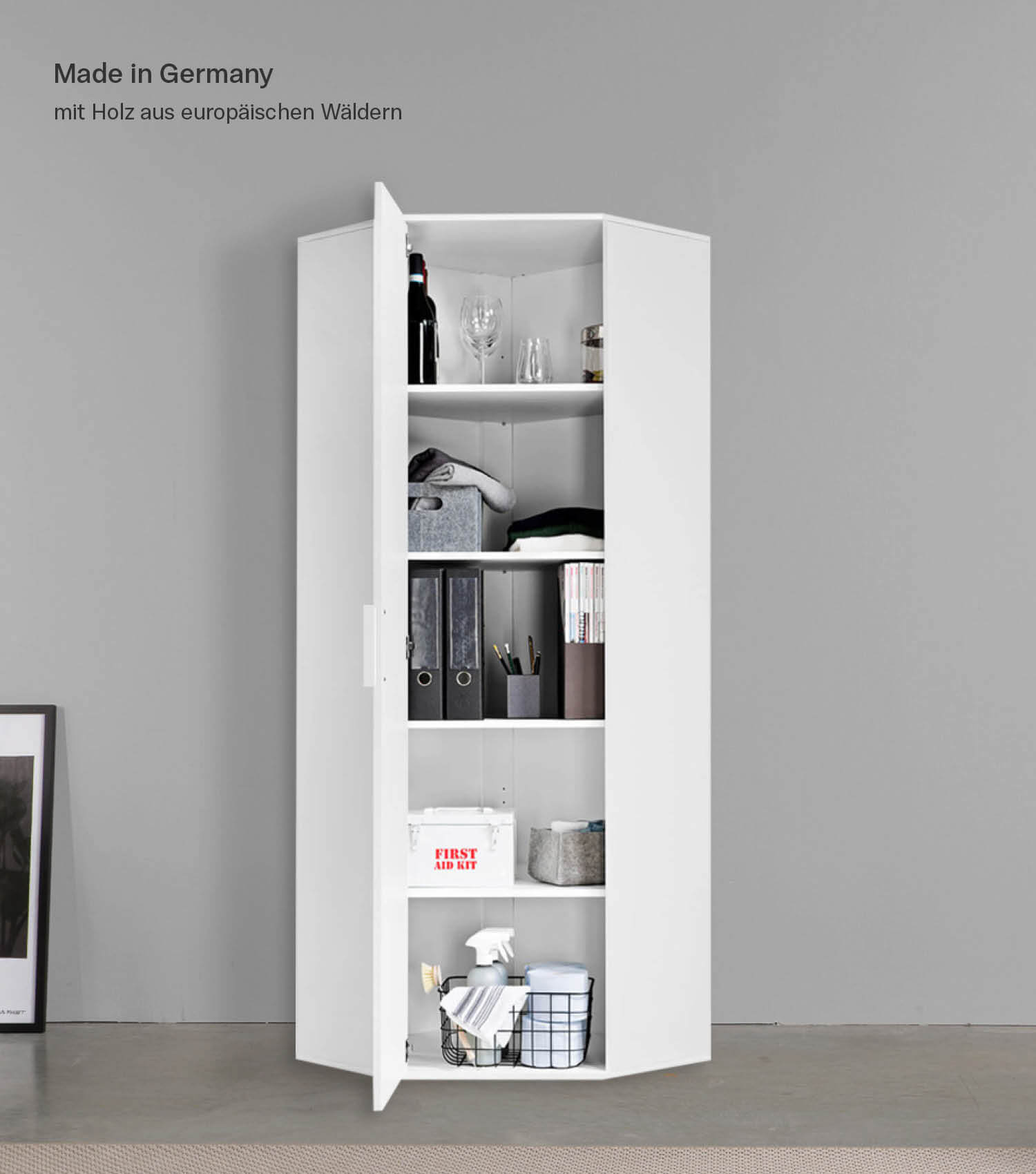 Armoire d'angle 'Der Lange' aussi utilisable en meuble polyvalent ou classeur 