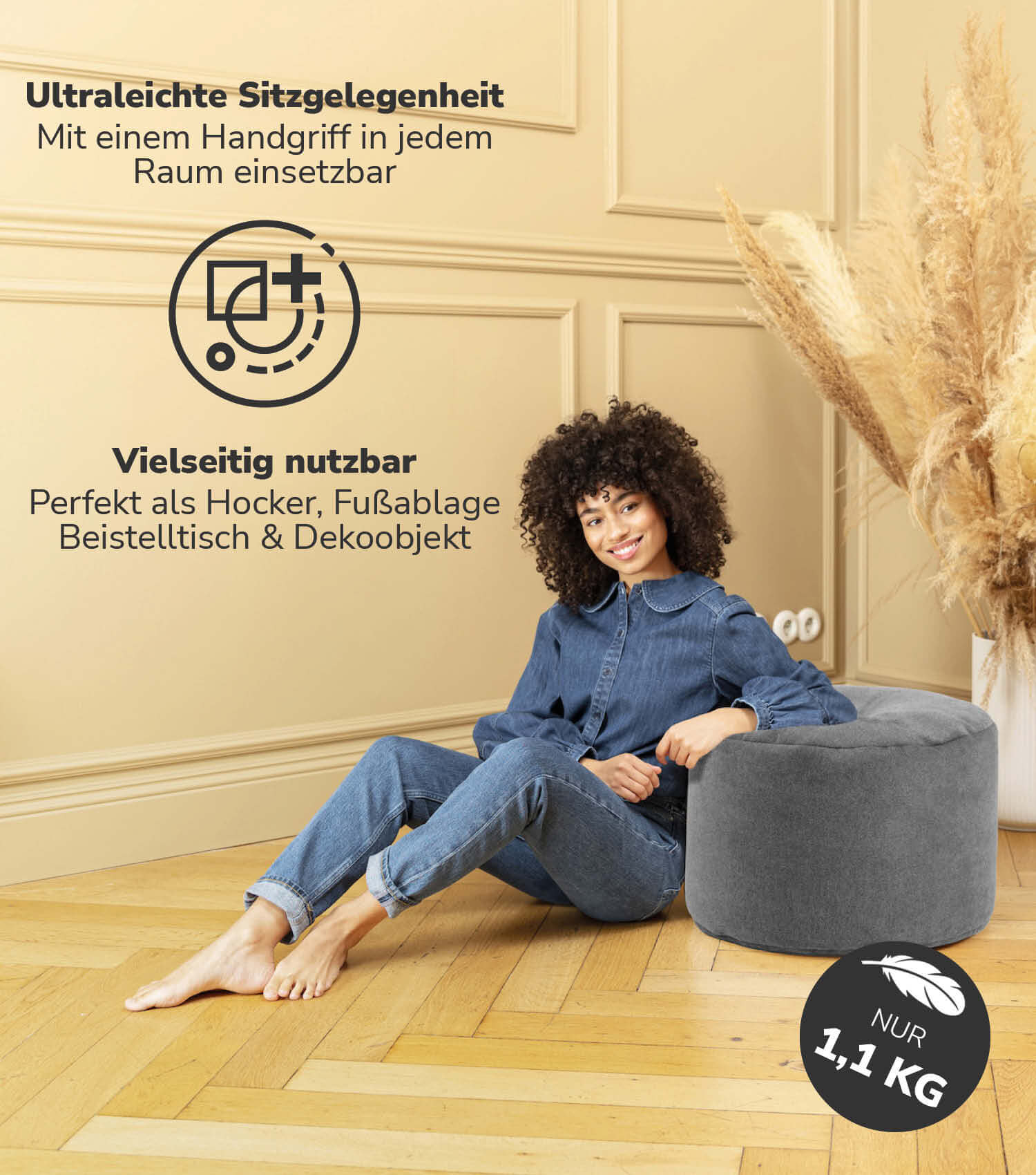 Pouf intérieur rond repose-pieds coussin de sol 'Der Ruhepouf' tabouret bas