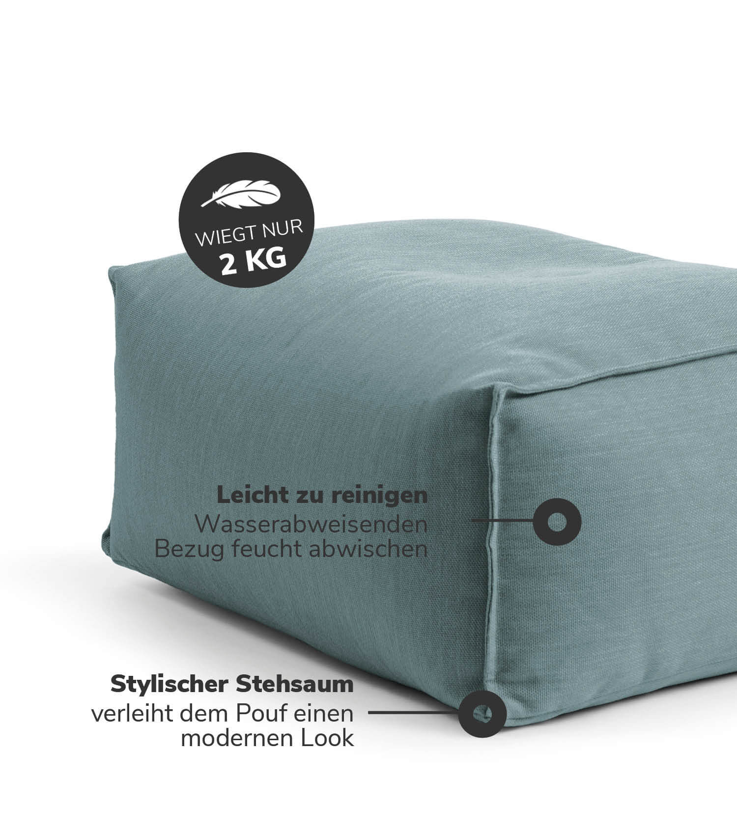 Pouf d'extérieur carré pour s'asseoir 'Der Ruhepouf' repose-pieds
