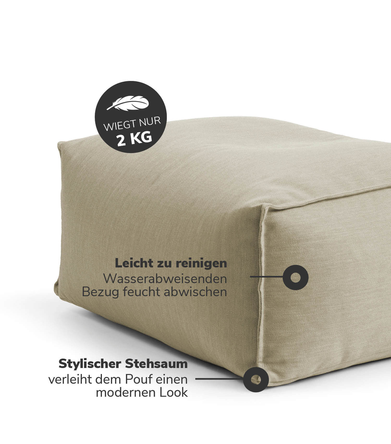 Pouf d'extérieur carré 'Der Ruhepouf' repose-pieds