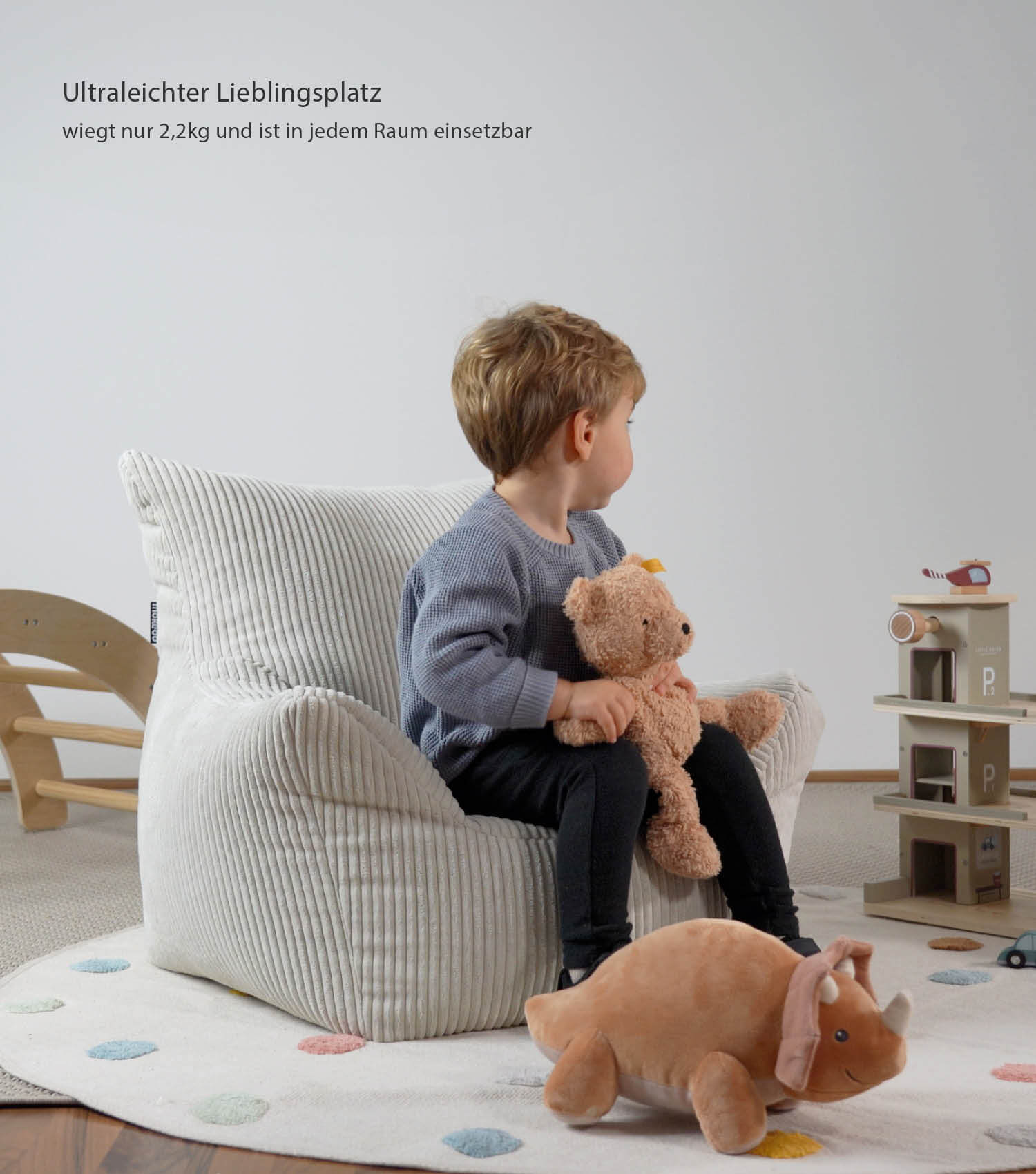 Fauteuil sac pour enfant en velours côtelé, pouf de sol, siège de lecture pour enfant