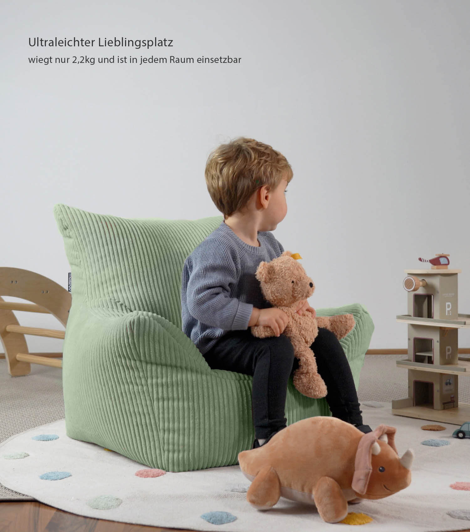Fauteuil poire enfant en velours côtelé, coussin de sol pour enfant, pouf de lecture