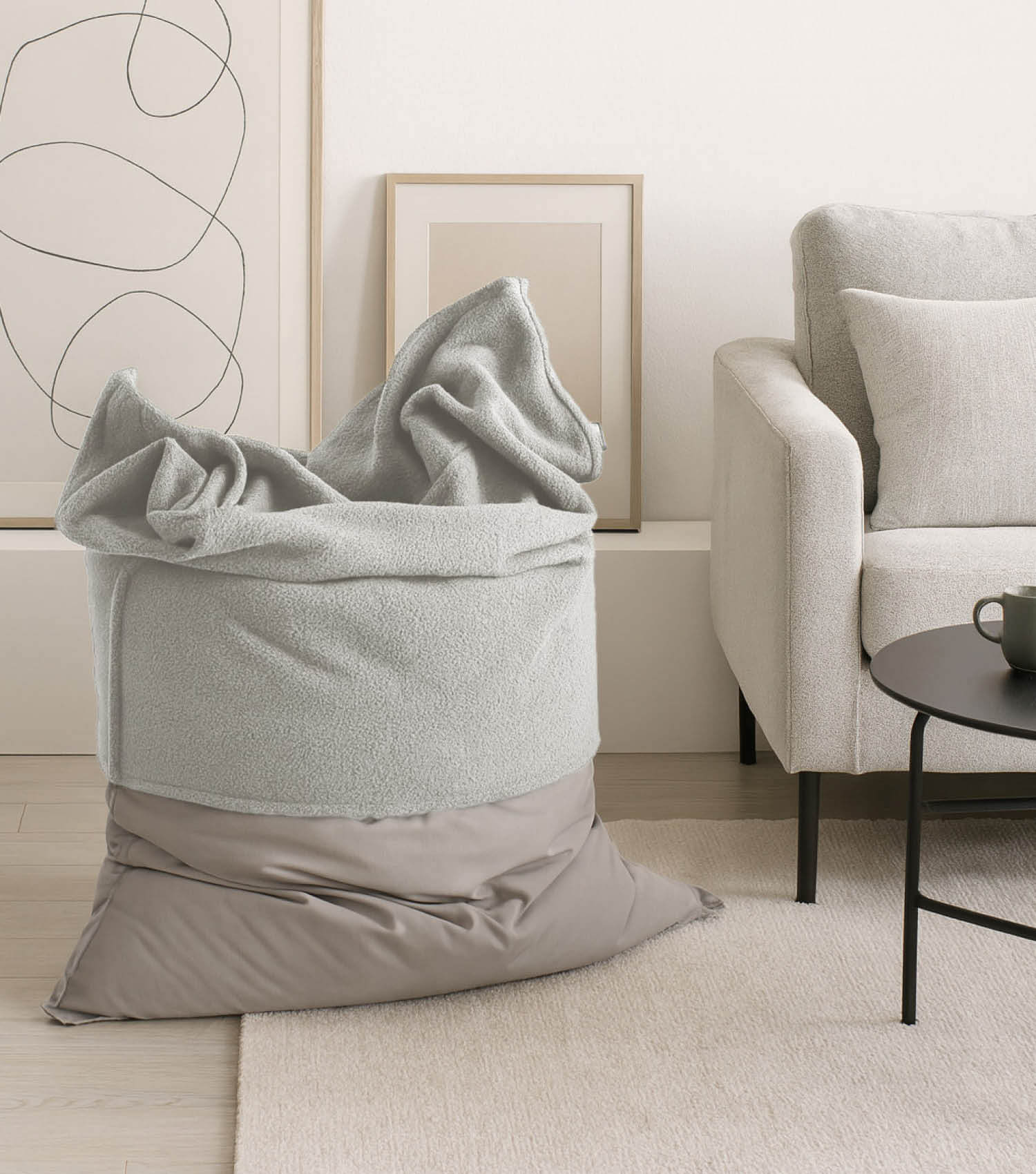 Housse de pouf Bean Bag en tissu Cord gris - Felis