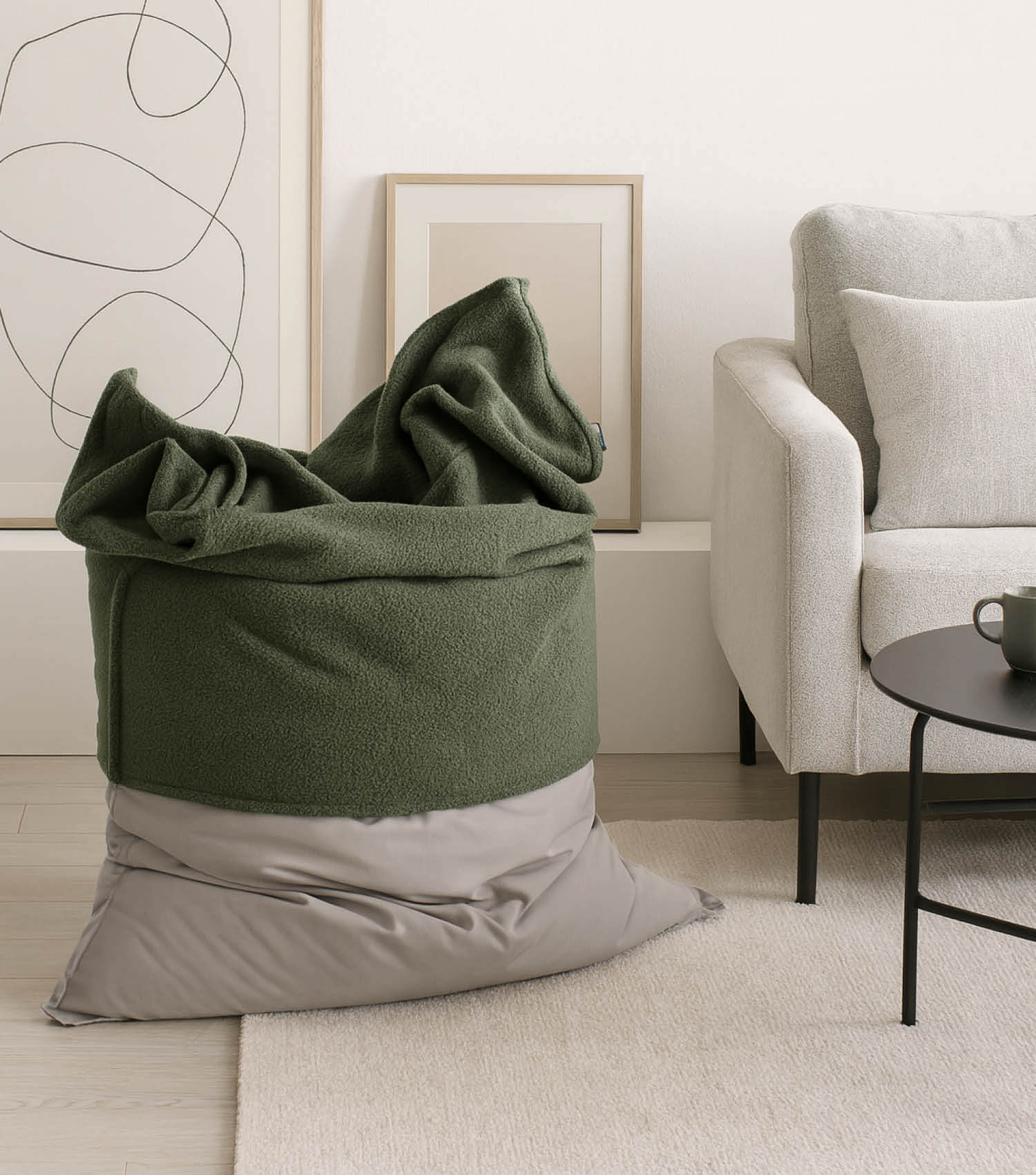 Housse de pouf Bean Bag Cord vert foncé Felis-090