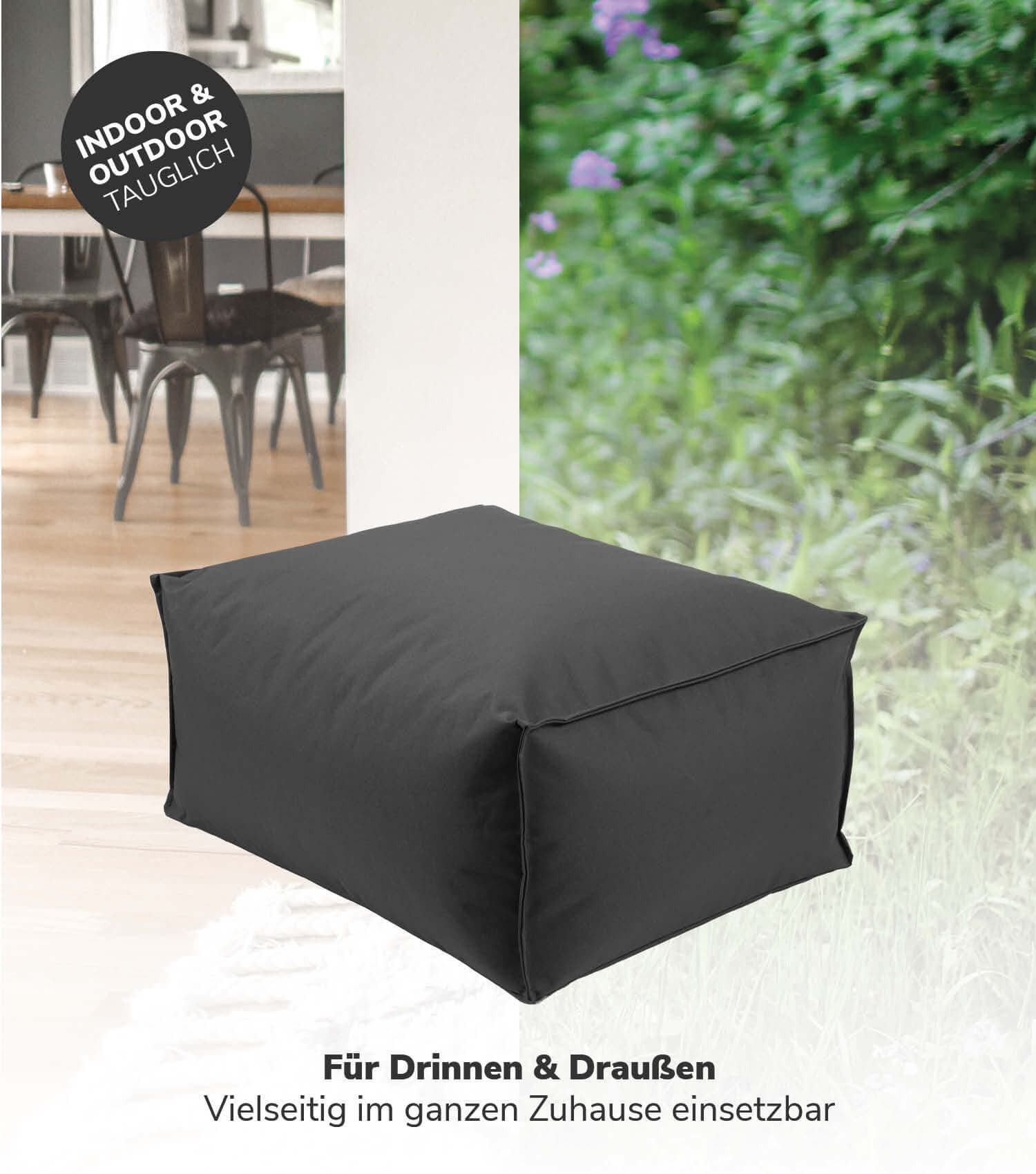Pouf d'extérieur repose-pieds coussin de sol 'Der Ruhepouf' repose-pieds carré