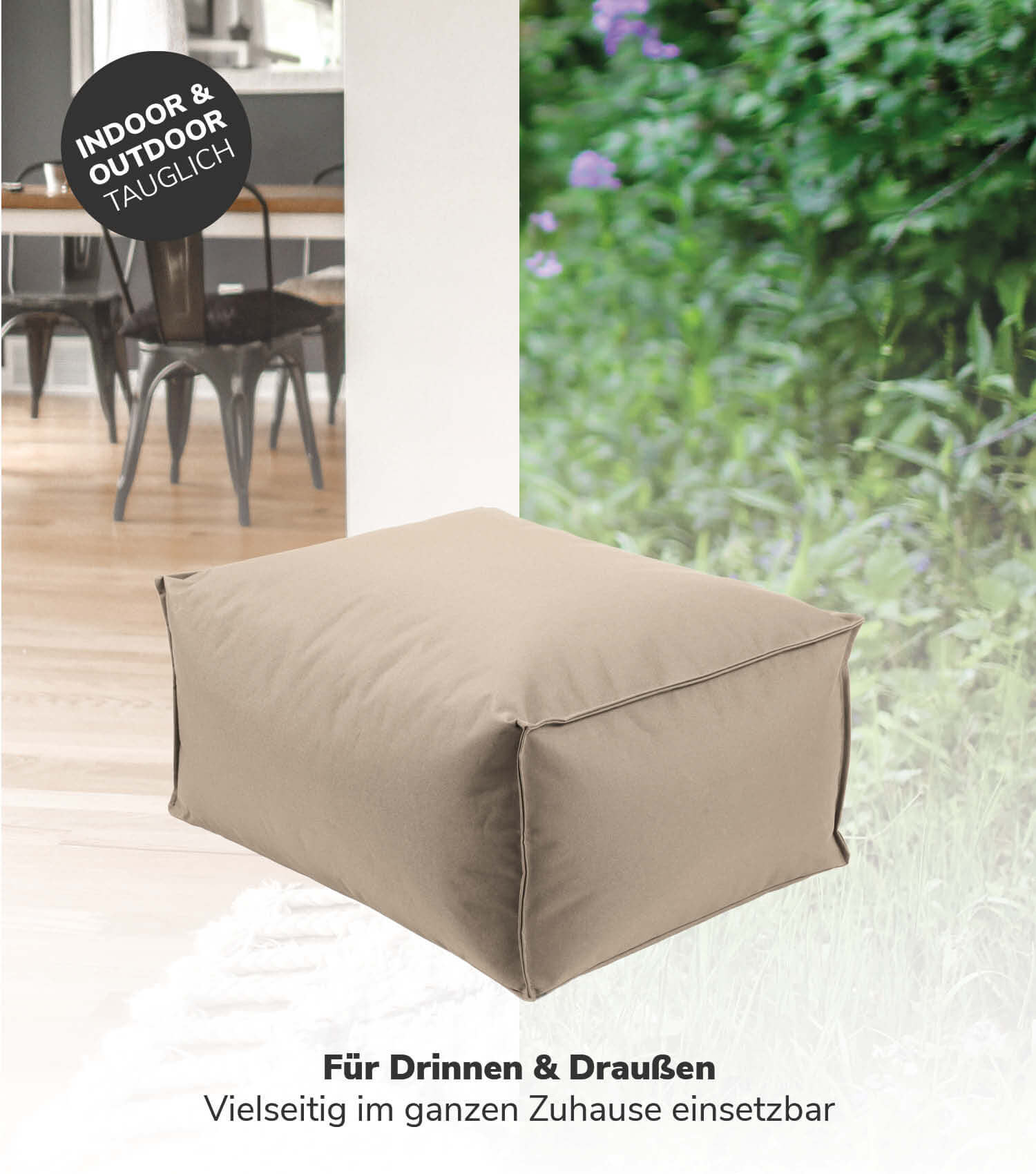 Pouf d'extérieur tabouret coussin de sol 'Der Ruhepouf' repose-pieds carré