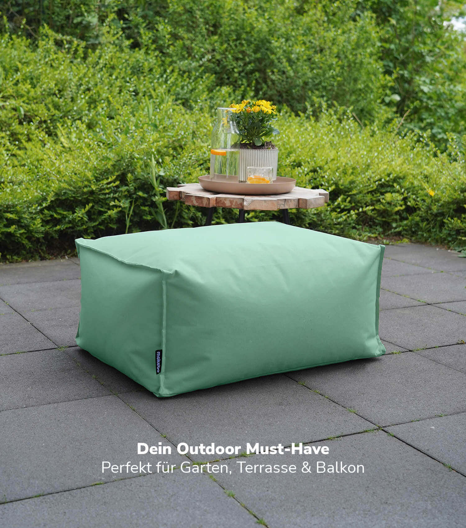 Pouf d'extérieur repose-pieds coussin de sol 'Der Ruhepouf' repose-pieds carré