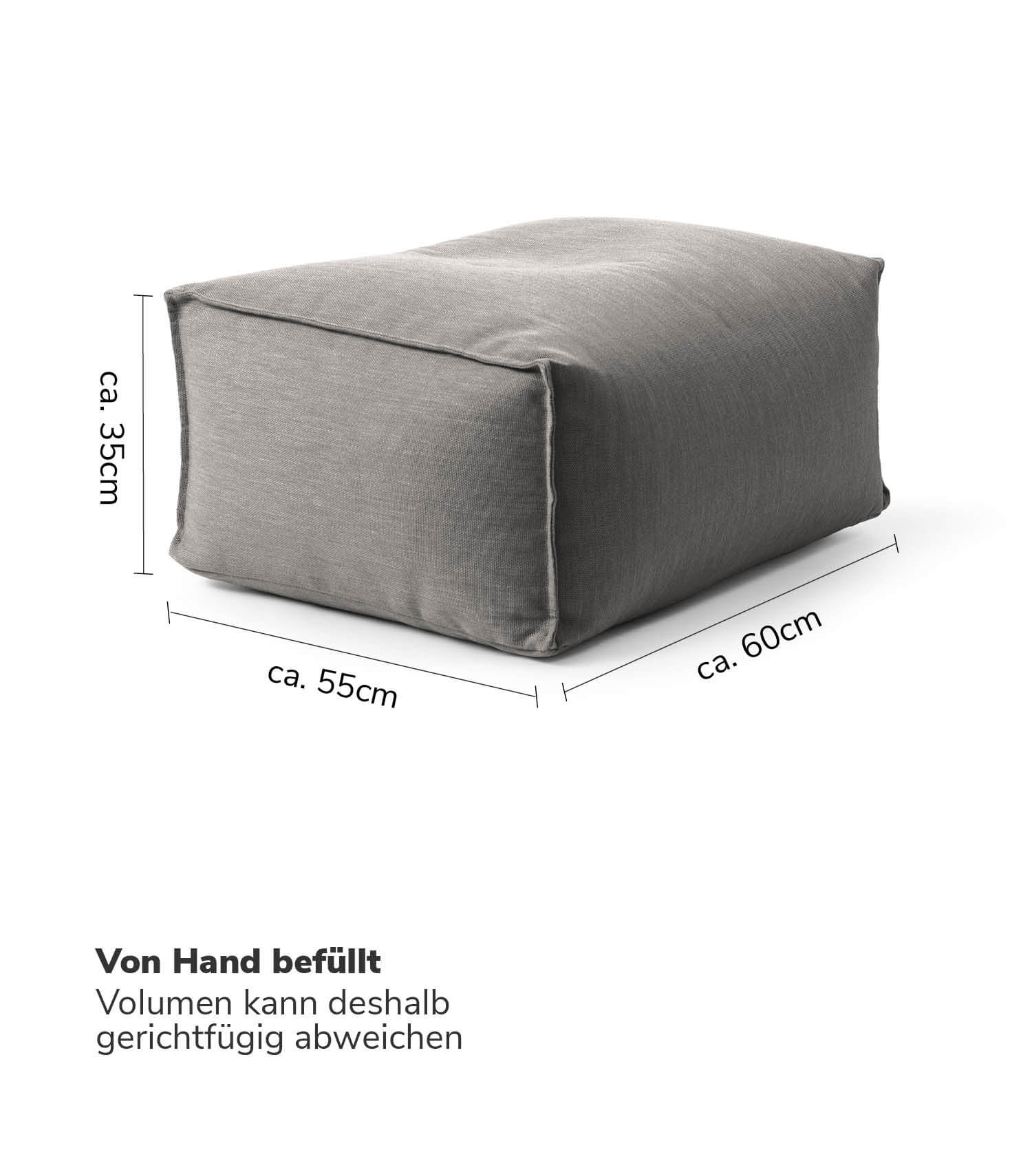 Pouf d'extérieur repose-pieds carré 'Der Ruhepouf' coussin de sol gris