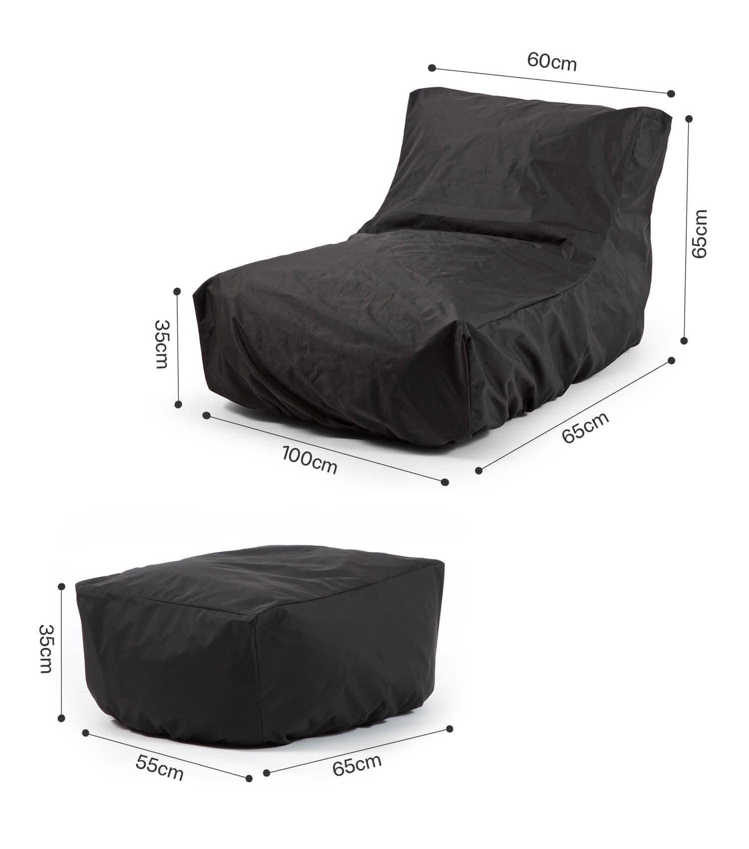 Housse de protection imperméable pour pouf Bean Bag - Noir