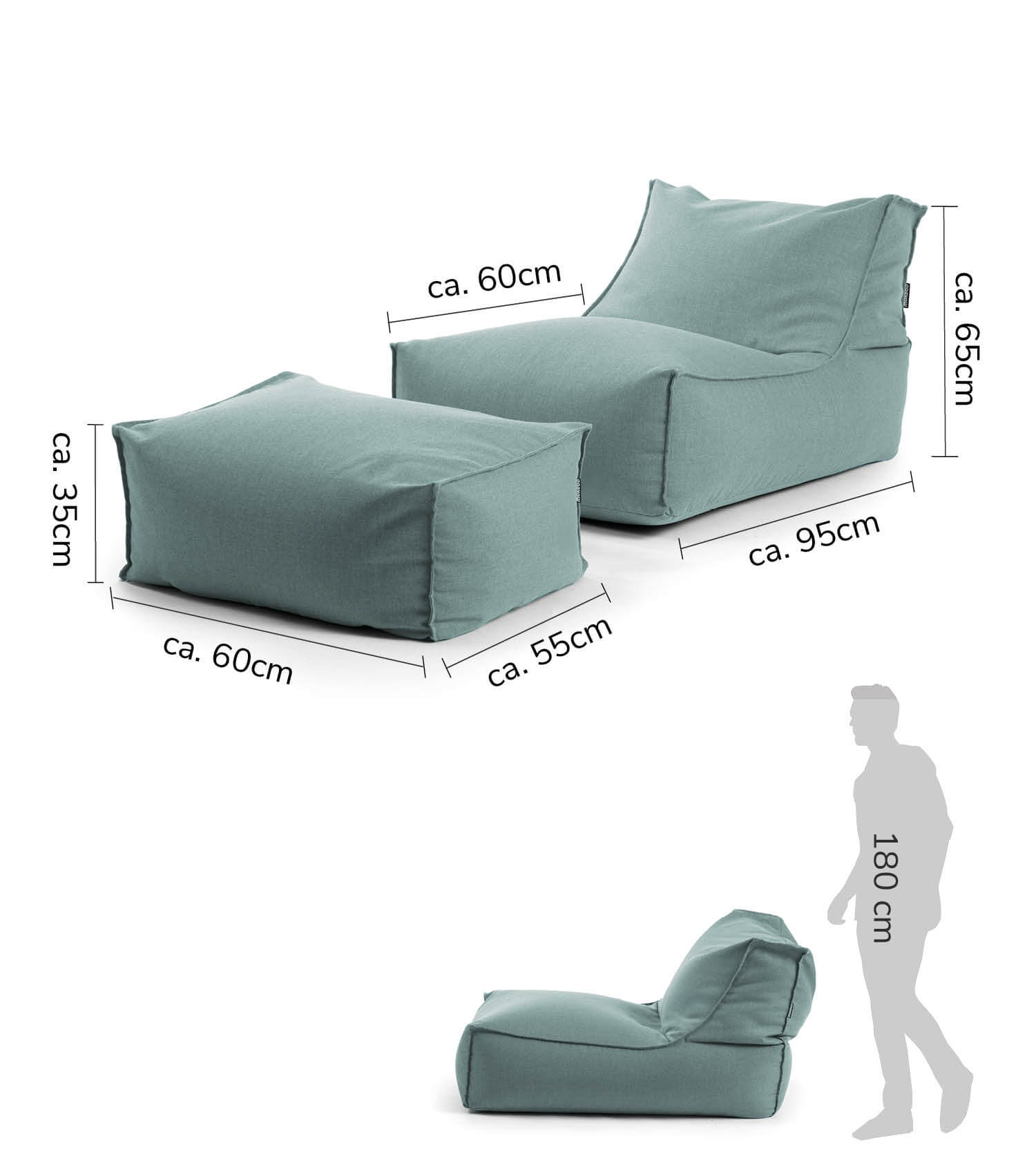Pouf de sol rembourré Bean Bag, coussin de relaxation géant