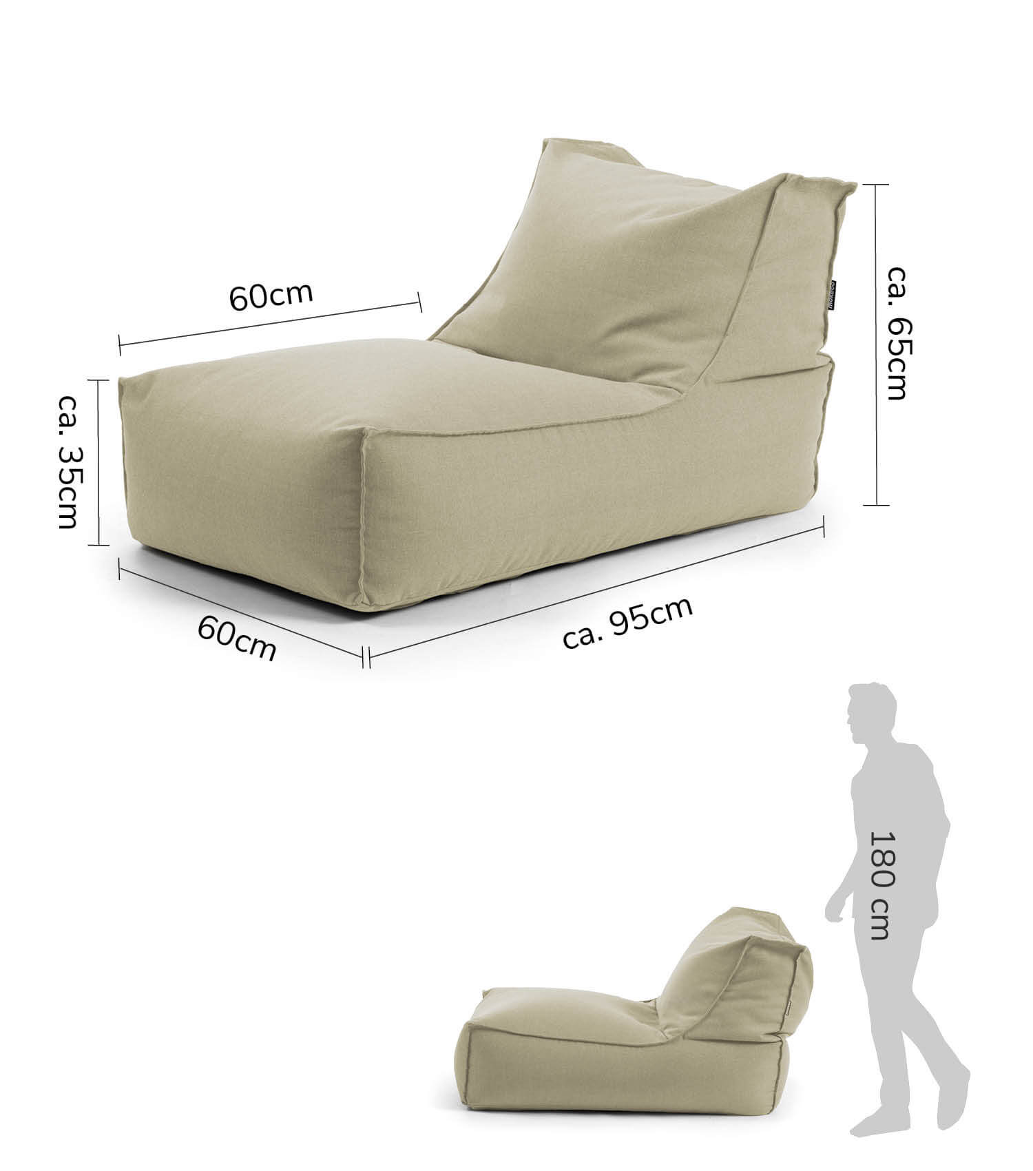 Pouf de sol rembourré, pouf relaxe, repose-pieds transformable bean bag Sitzbag