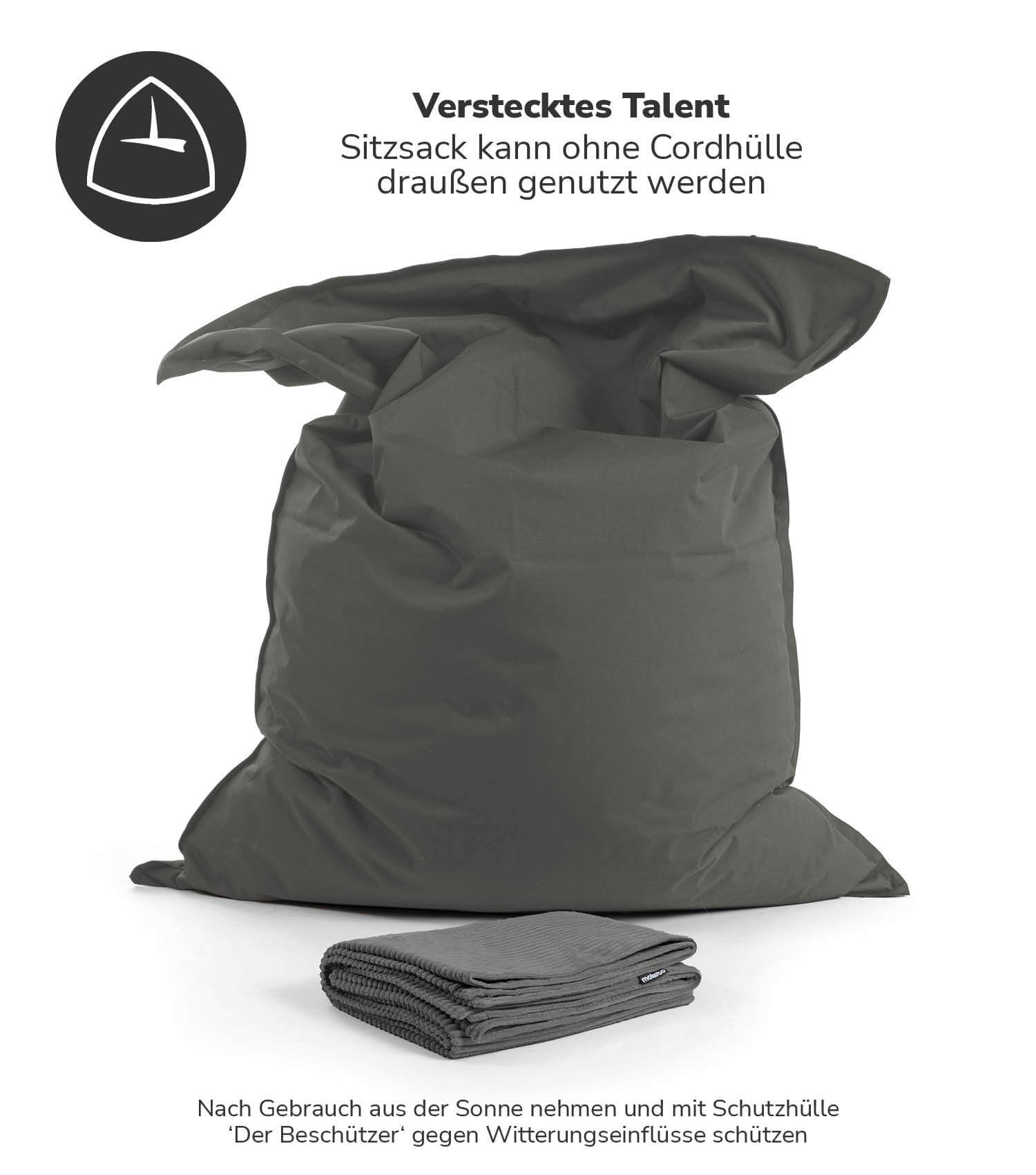 Pouf géant XXL avec housse en velours côtelé, bean bag rembourré, coussin de sol