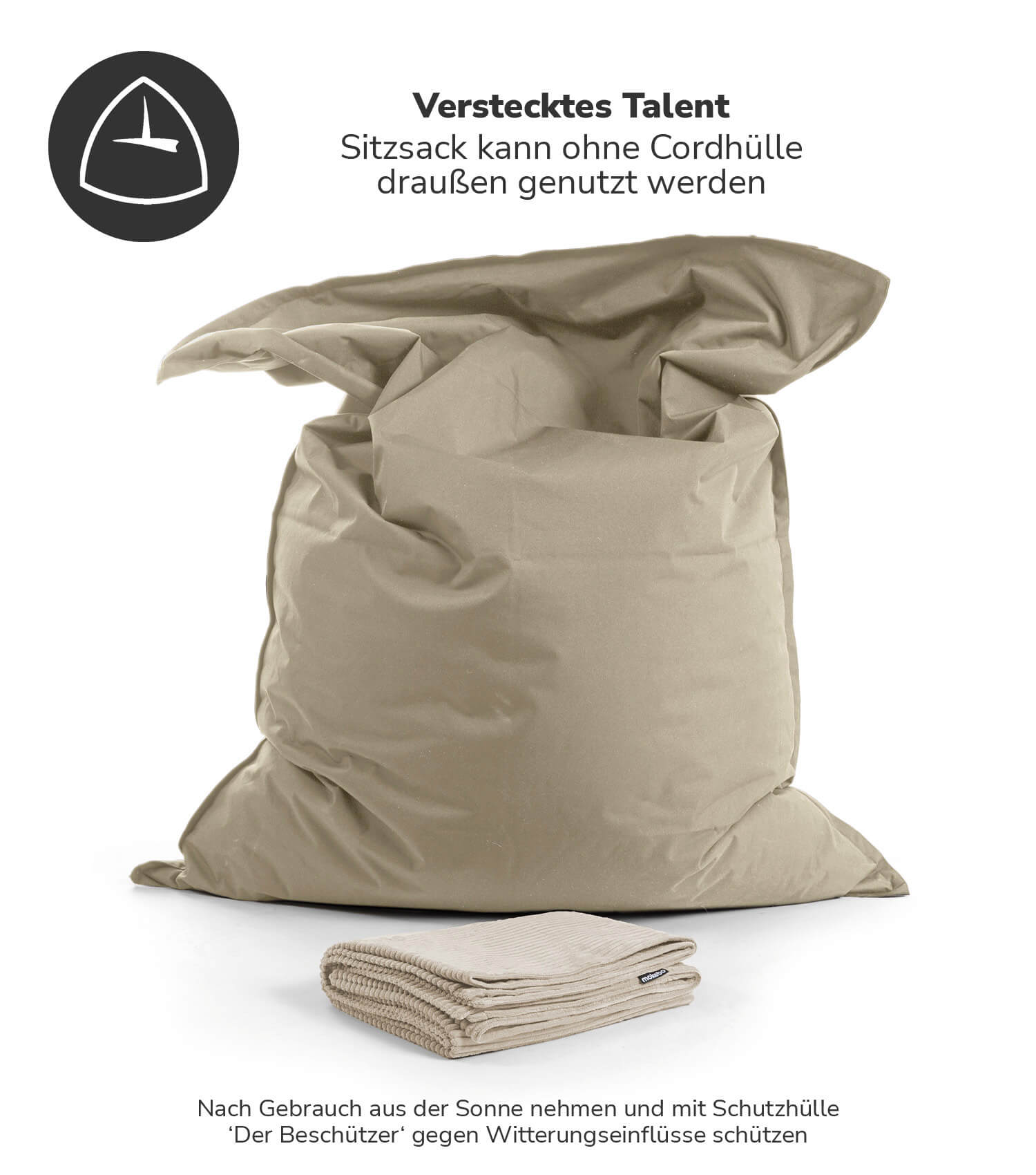 Pouf géant XXL avec housse en velours côtelé, repose-pieds design