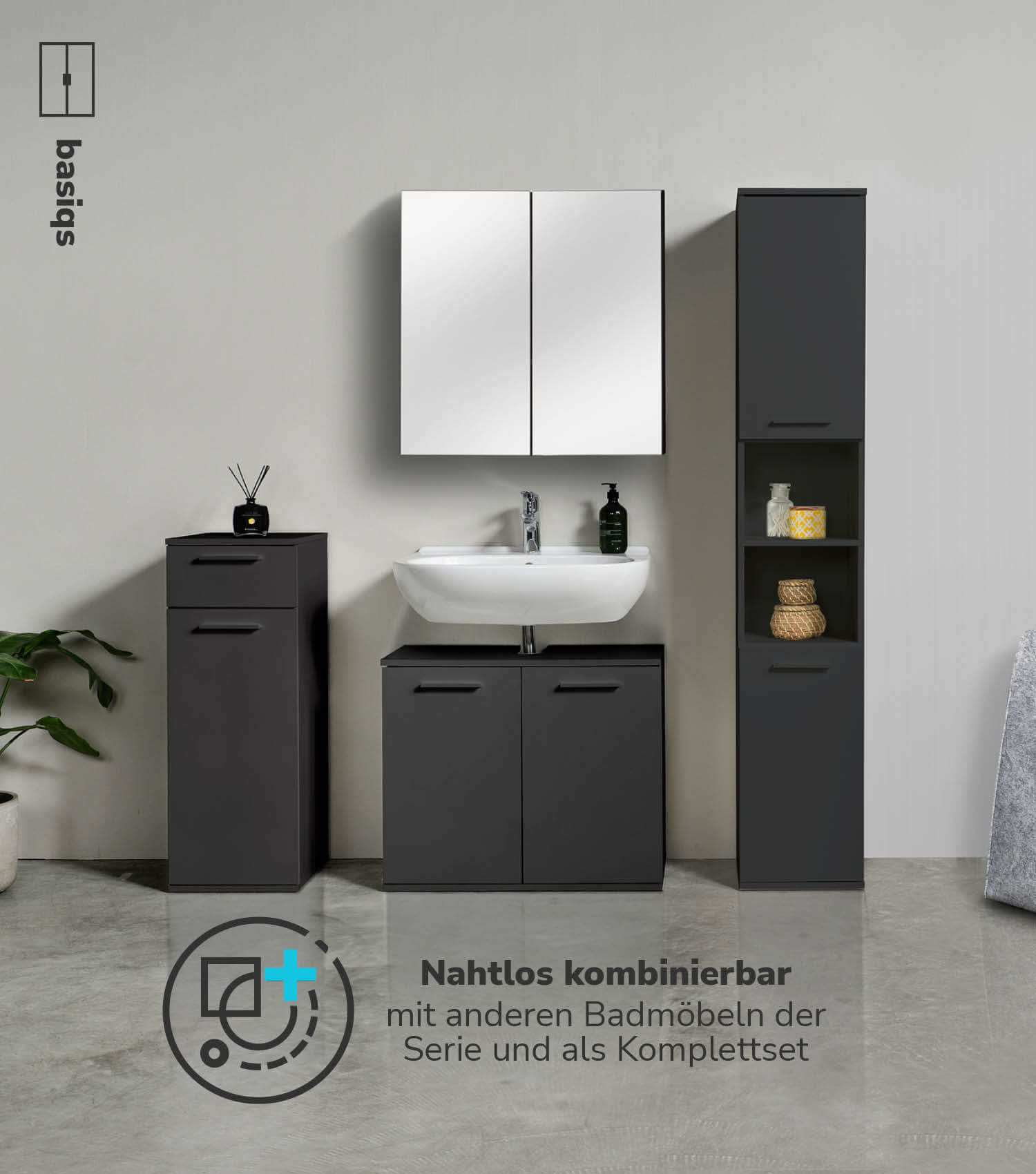 Meuble sous-lavabo Waschtischunterschrank Unterschrank Badschrank