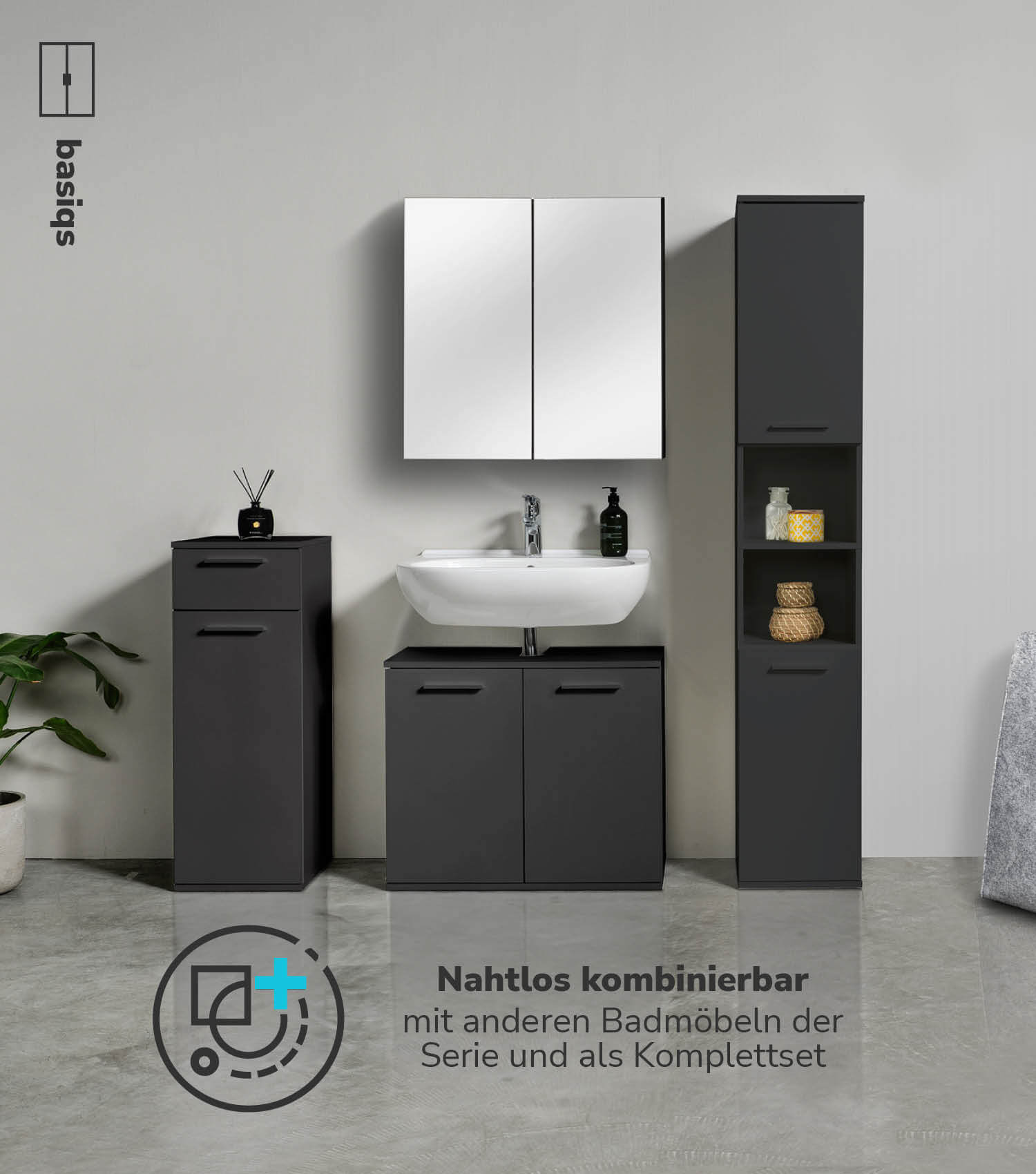Bad-Hochschrank Badezimmerschrank Badschrank Badezimmerregal Schrank